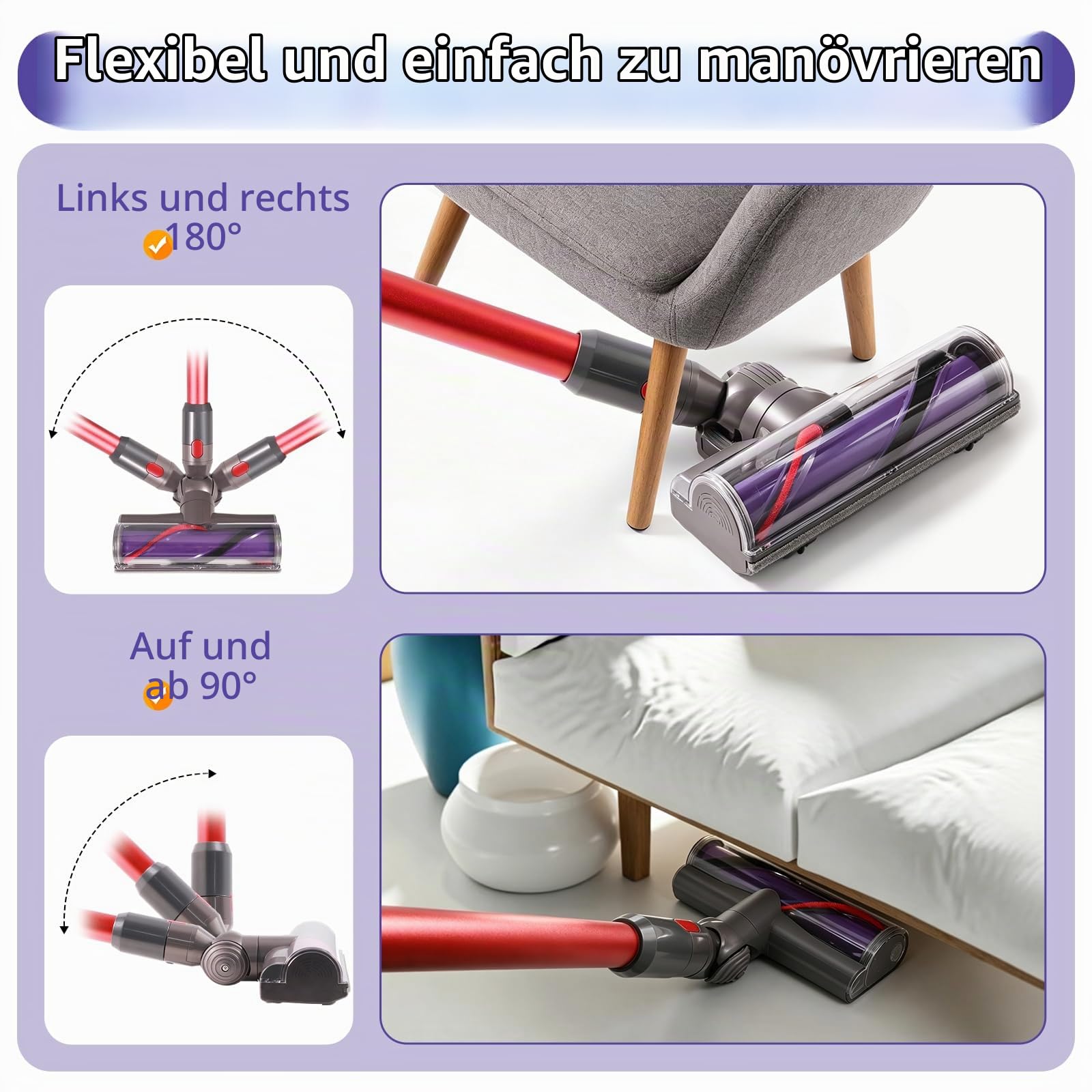 Bürste Kompatibel mit Dyson V10 V11 V7 V8 V15, Ersatzteil Turbine Bodendüse Zubehör 25 Zentimeter Geeignetfür Hartboden und Teppiche