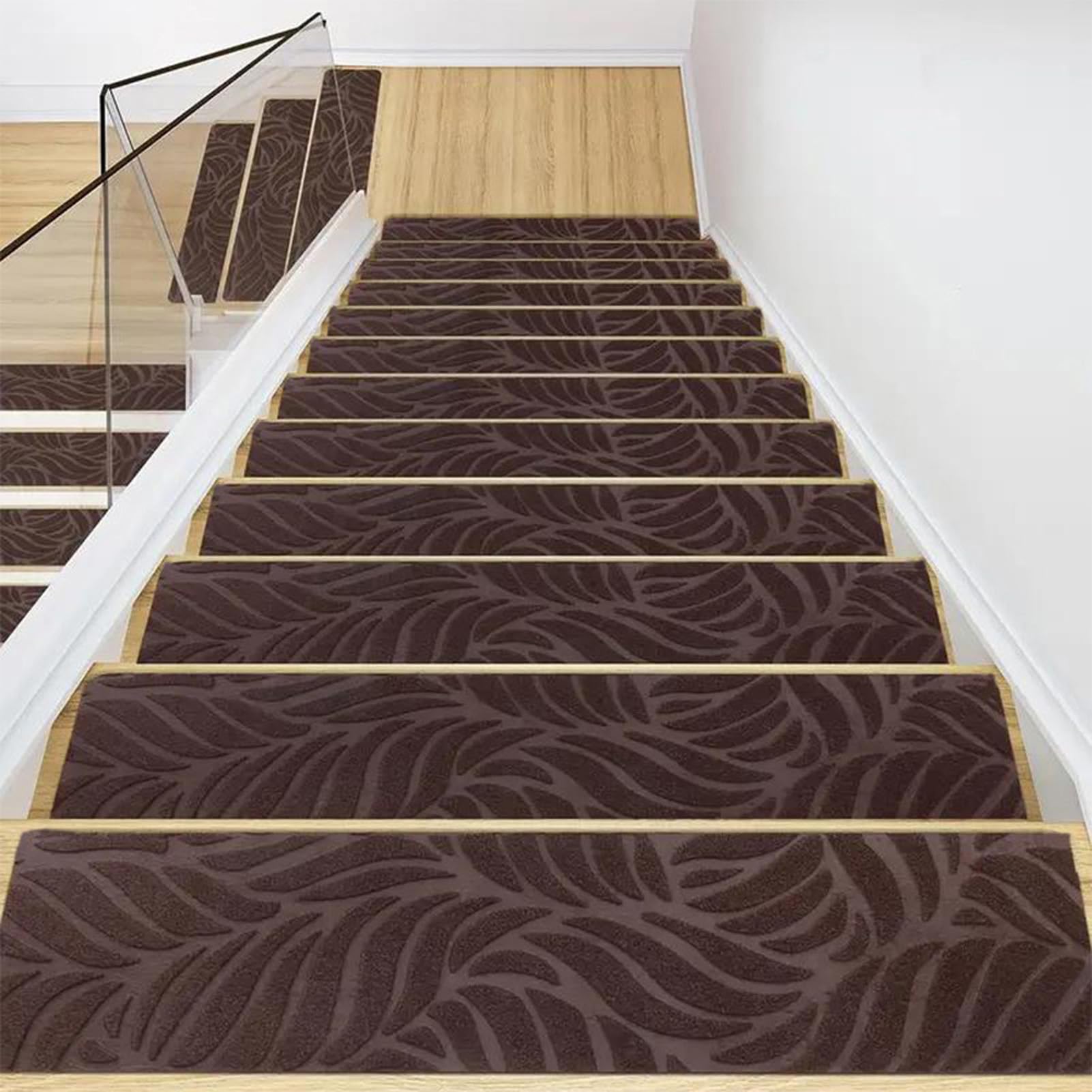 YTBHSHXZ stair treads， Stair Treads 15 Pack 8" X 30" Non-Slip Peel and Stick Runners Indoor(1)