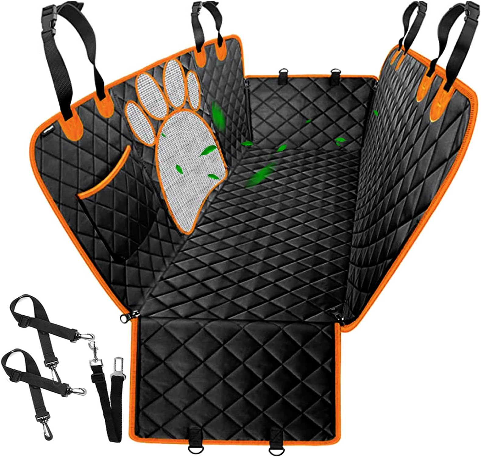 Convertible Dog Car Seat Cover 100% Waterproof Dog Seat Cover Nonslip Dog Hammock 600D Heavy Scratchproof Pet Seat Cover for Cars Back Seat with Mesh Window for Cars Trucks and SUVs