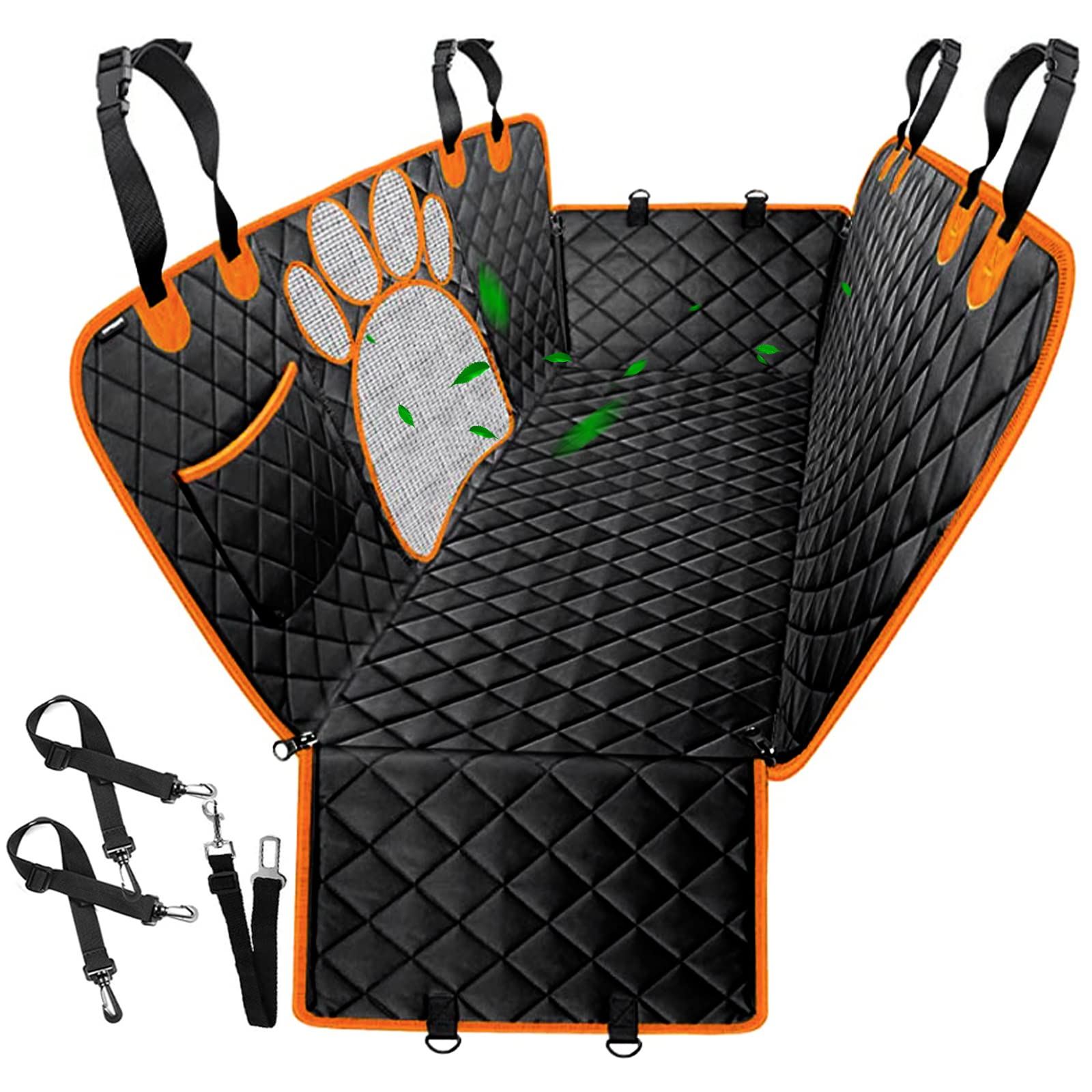 Convertible Dog Car Seat Cover 100% Waterproof Dog Seat Cover Nonslip Dog Hammock 600D Heavy Scratchproof Pet Seat Cover for Cars Back Seat with Mesh Window for Cars Trucks and SUVs