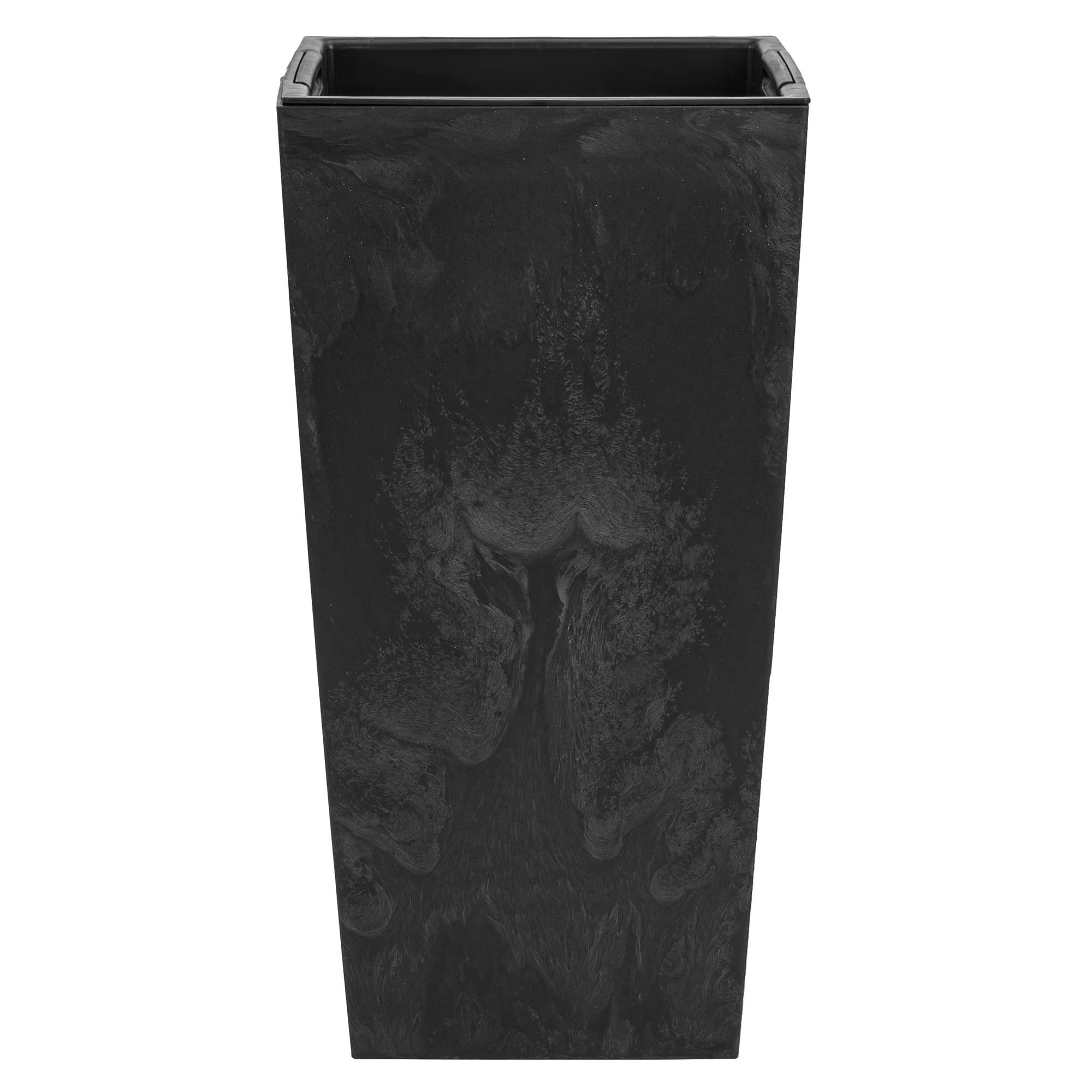 Donica na kwiaty, 49 l, z wkładem, 25 l, wygląd betonu, wys. 610 mm, doniczka z tworzywa sztucznego, kwadratowa, betonowa, kolor antracytowy, do użytku wewnątrz i na zewnątrz, do ogrodu, patio, salonu