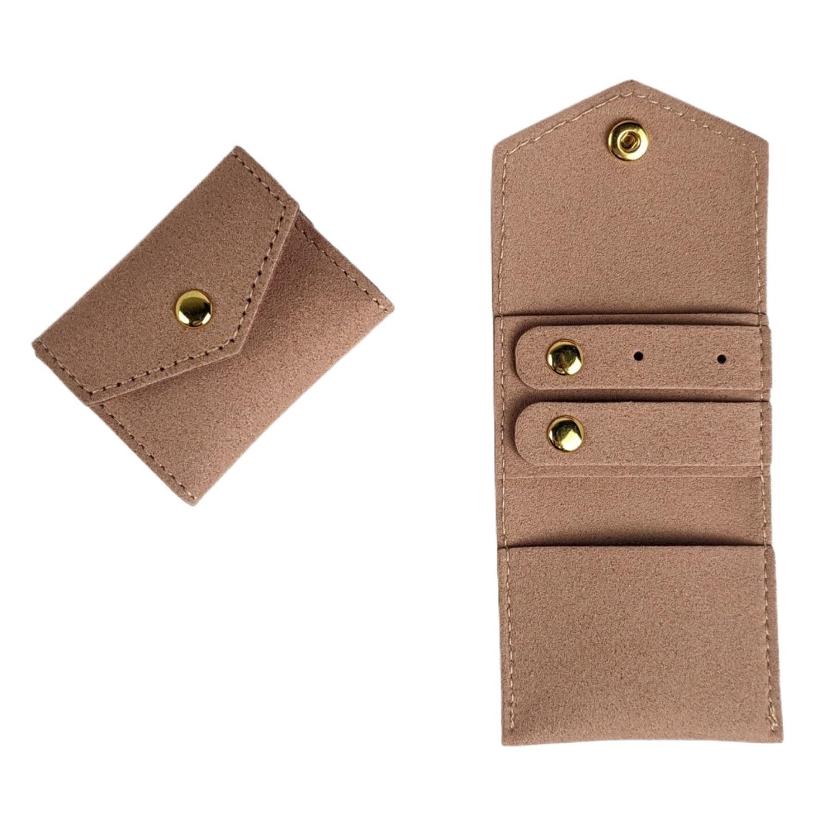 RUWLFE 2Pcs Jewelry Storage Bag Comfortable Portable Roll Case Foldable For Parties Travel Trips for Rings, Necklaces, Earrings(Khaki)