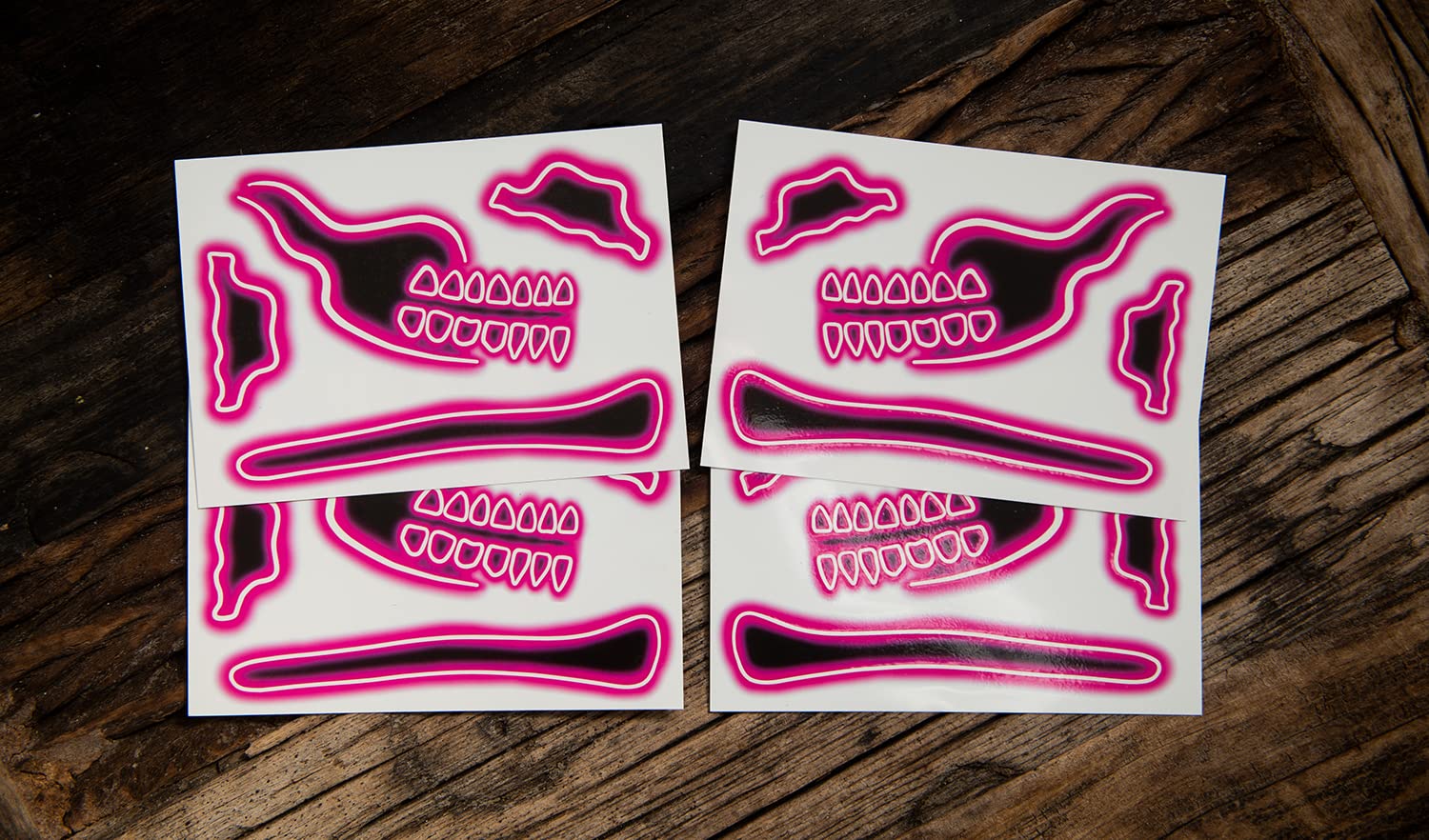 TATTOOCREW 2 x Halloween Tattoos Skull Neon Skull for the Face Hand-Drawn in Germany, Face Tattoo Set Creepy - Image 4