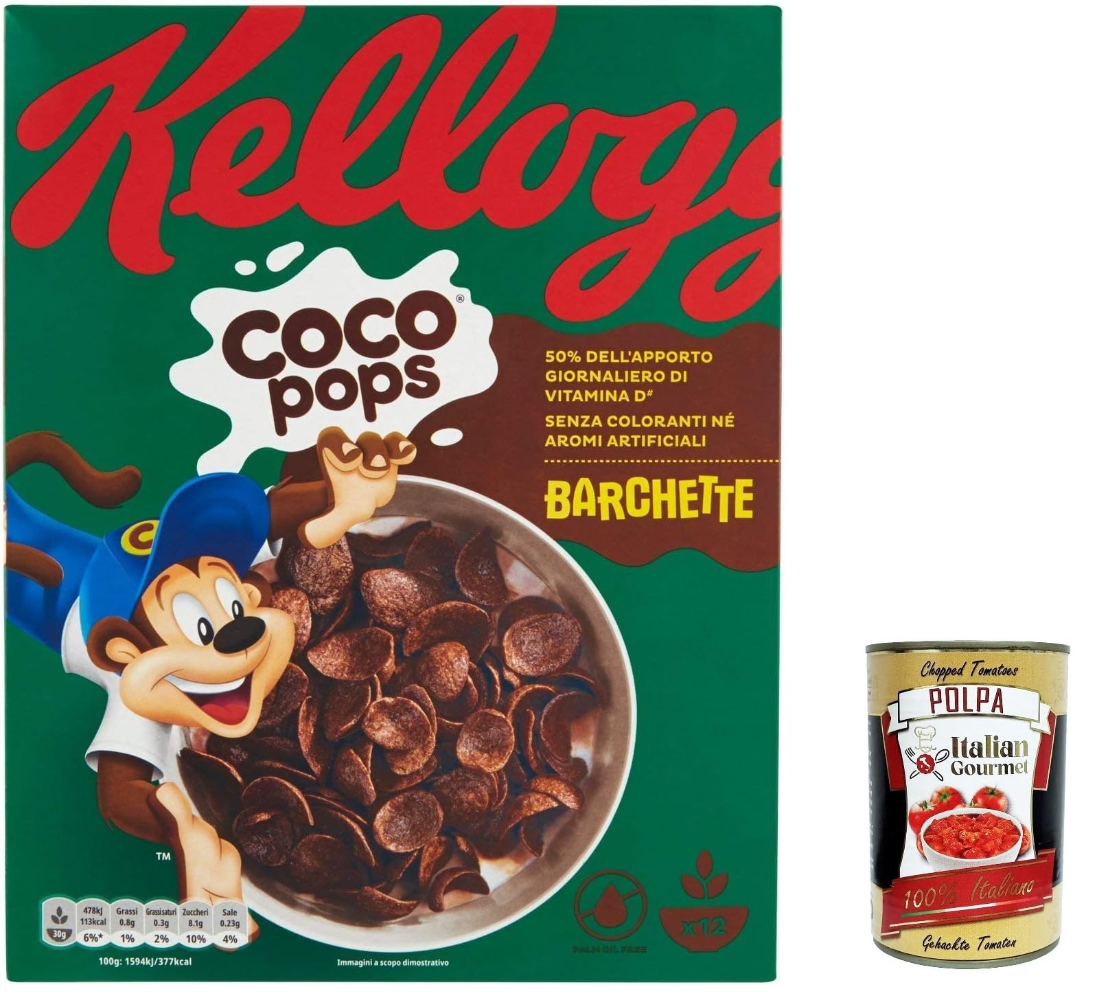 6x Coco Pops Barchette, knuspriges Schokoladenmüsli 330g + Italian Gourmet polpa 400g