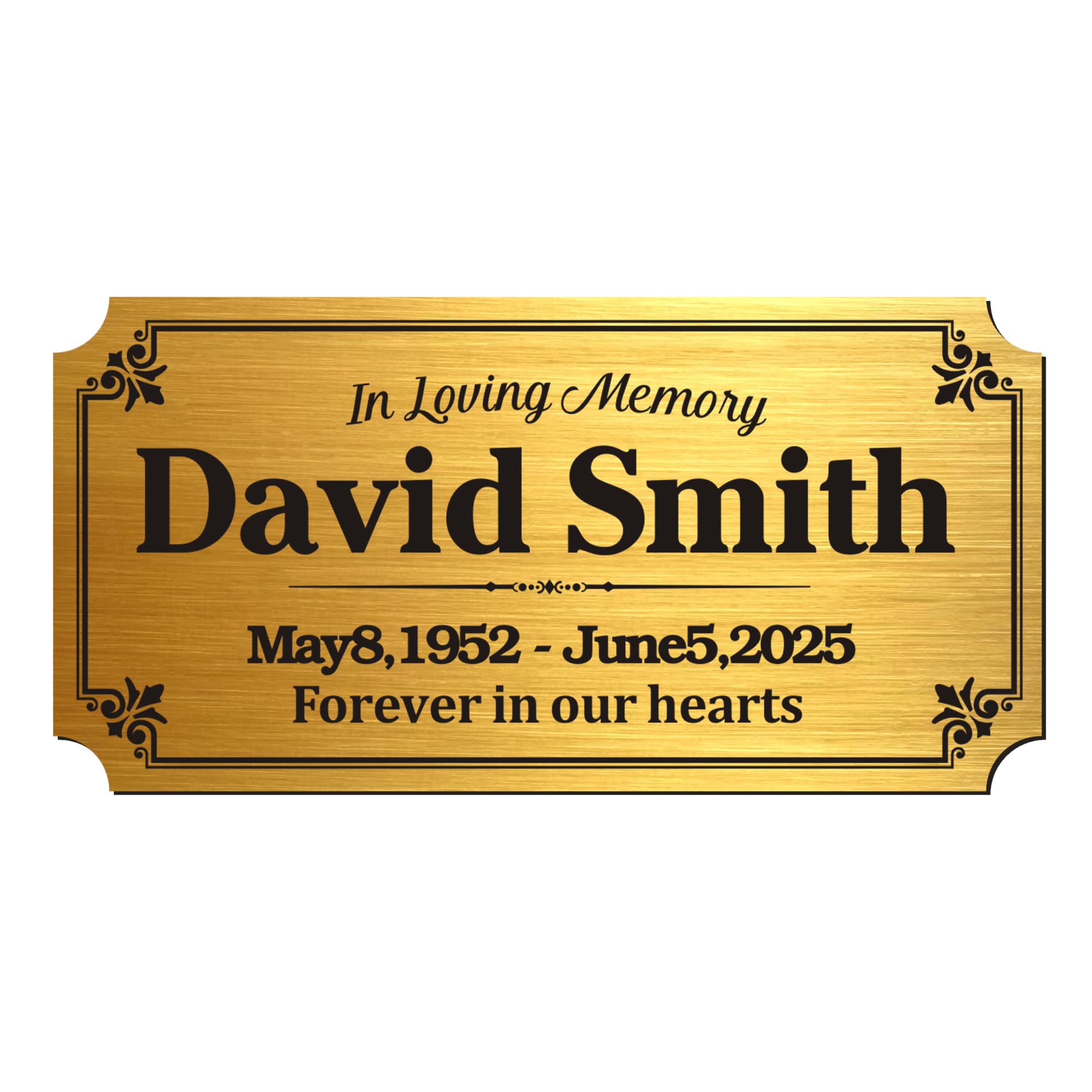 EDSG Engraved Plaques Custom Memorial Plaque for Bench Urns 2x4 in Personalised Bench Plaque Brass Plaques Engraved Personalised Name Plate with Adhesive Backing (Gold, 2x4 in)