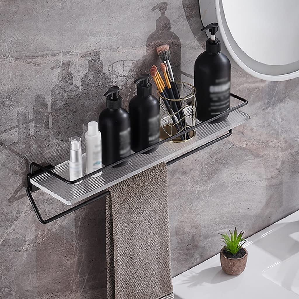 Shower Caddy Floating Shelves Bathroom Rack Space Aluminum Light Acrylic Towel Rack Bathroom Skin Products Storage Rack Wall