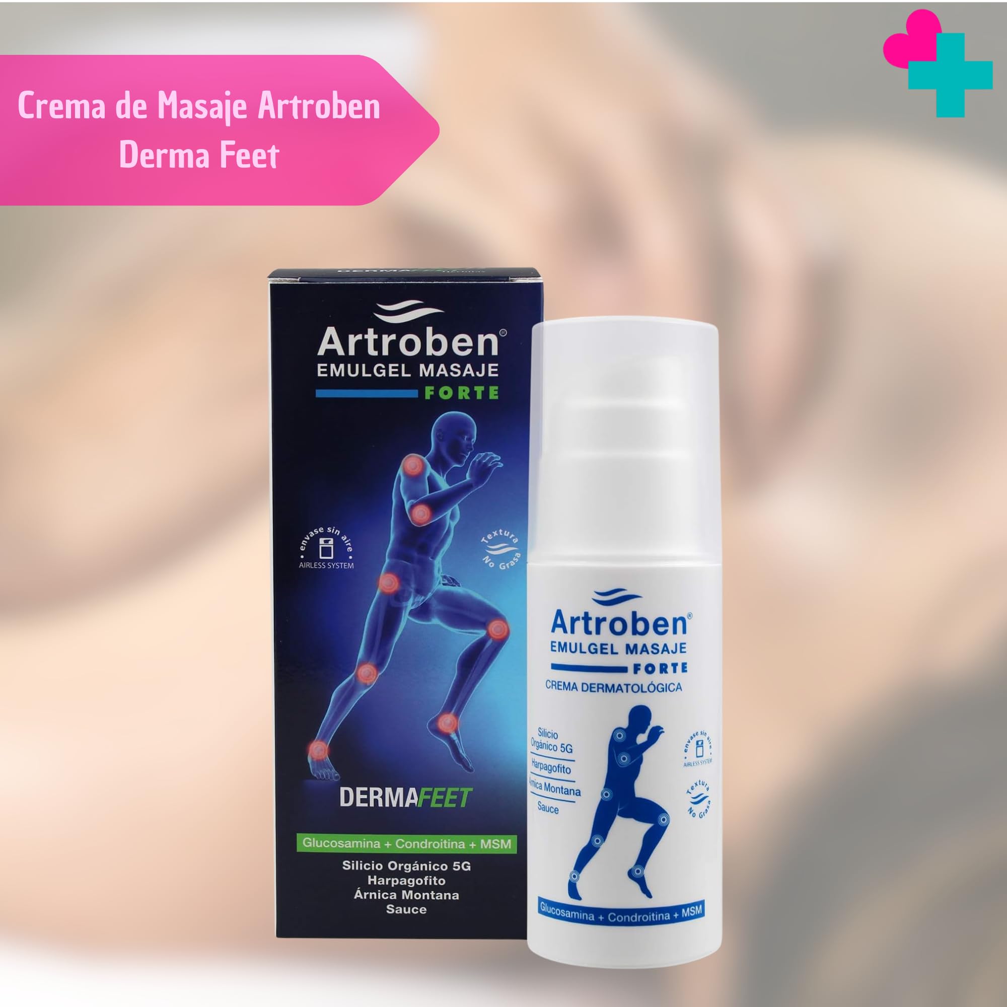 Artroben Derma Feet Crema de Masaje Articular y Muscular 500 ml. Fórmula con 17 Activos Naturales. Alivio Piernas Cansadas y Contracturas. Ideal Pre y Post Deporte.