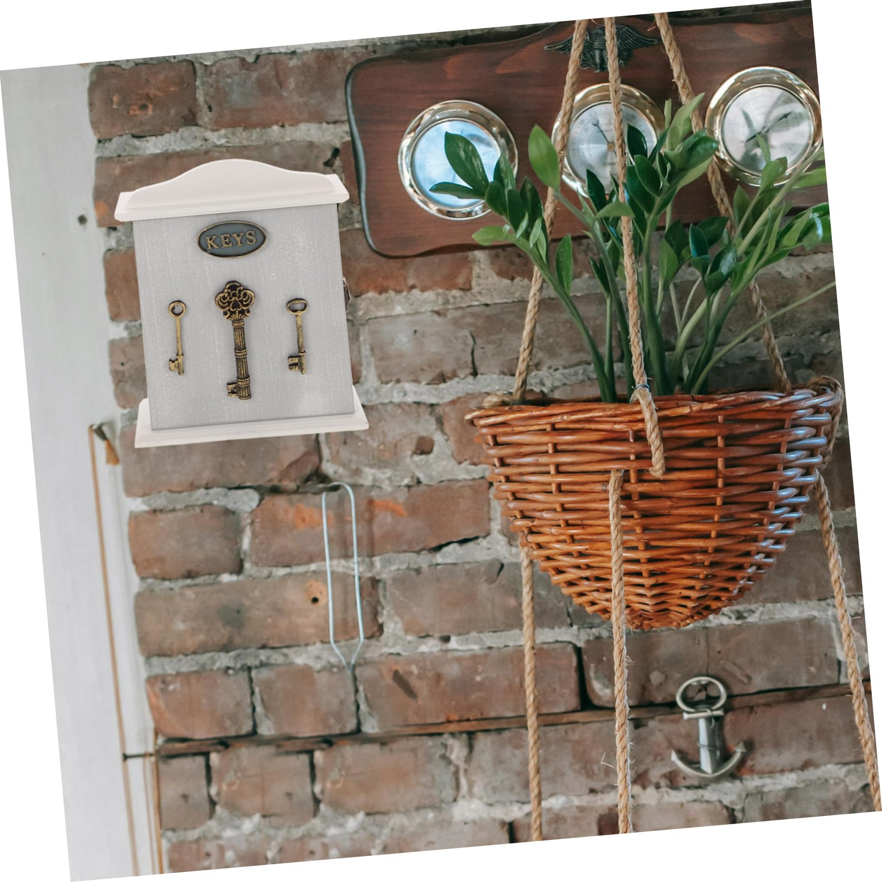 Mobestech Rustikaler Wandschlüsselorganizer mit Schlüsselhalter Wandmontage Vintage Europäisches Design Praktische Haken für Schlüssel und Schmuck im Flur oder Büro