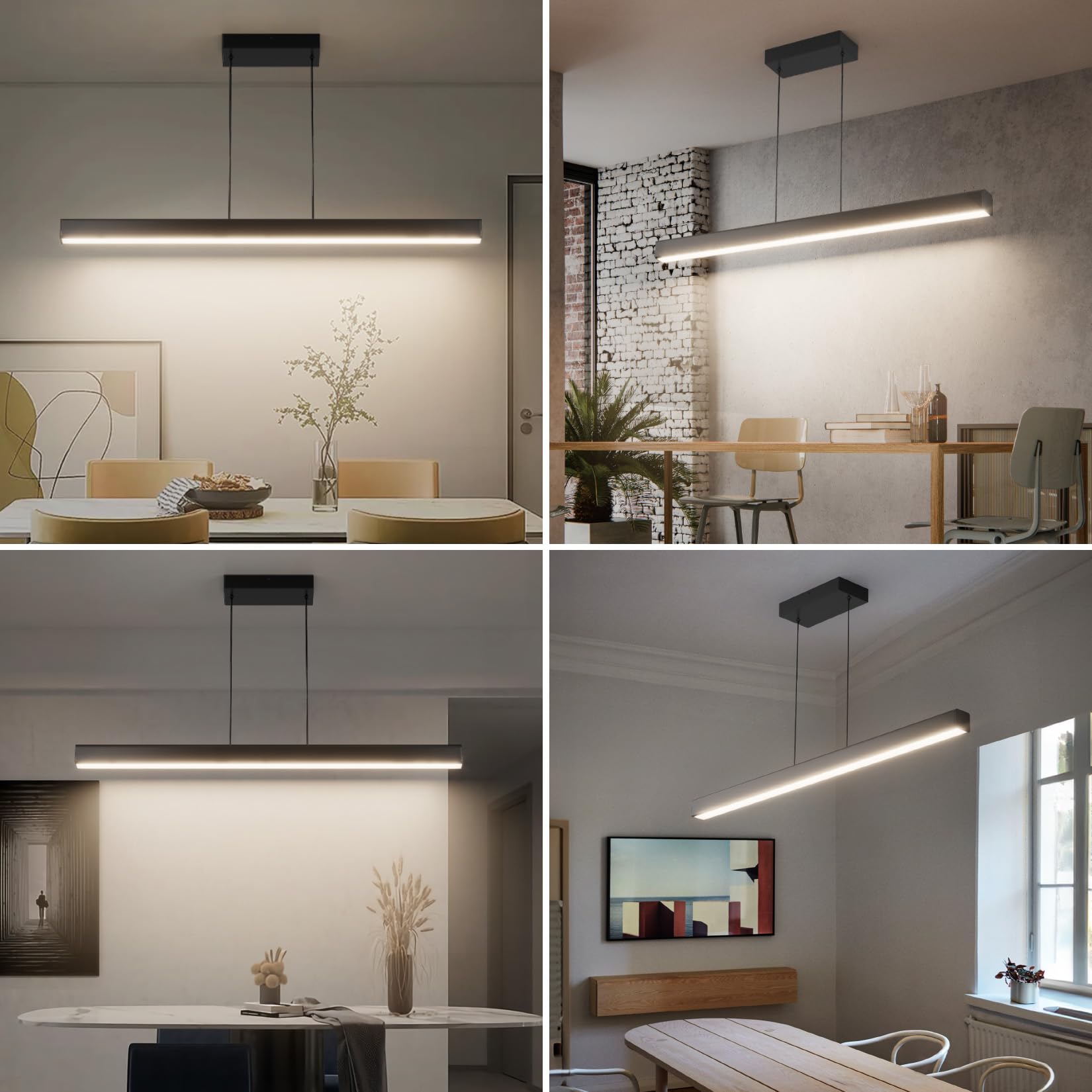 LED Pendelleuchte, 36W, Hängeleuchte mit Fernbedienung, 3000K-6000K drei Farbtemperaturen einstellbar, moderne Pendelleuchte für Wohnzimmer Schlafzimmer, Länge 100cm, Schwarz