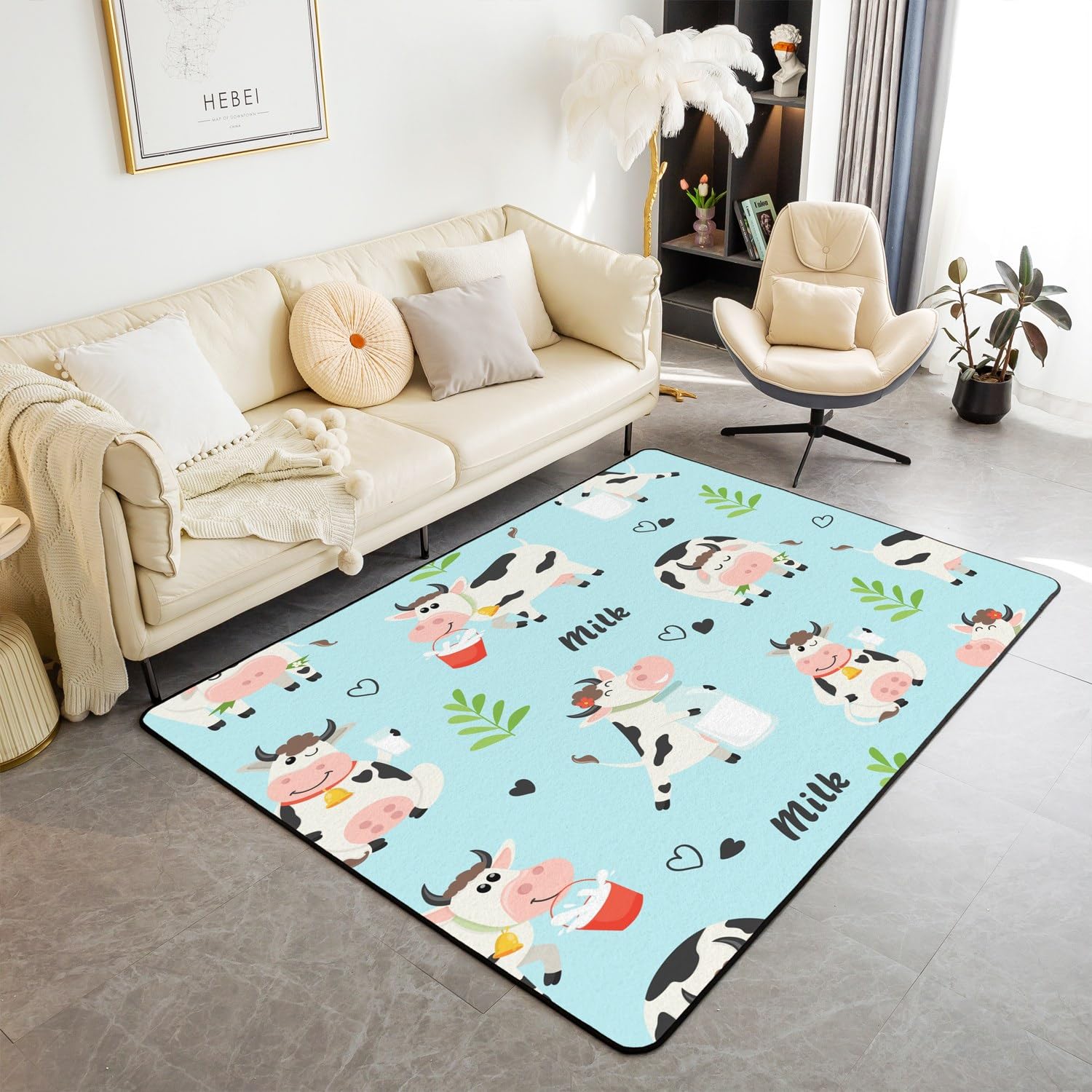 Tappeto per pavimento interno con escavatore, 150 x 200 cm, per veicoli da costruzione, tappeto per soggiorno, per bambini, ragazzi, ragazze, adolescenti, attrezzature, camion, decorazione della