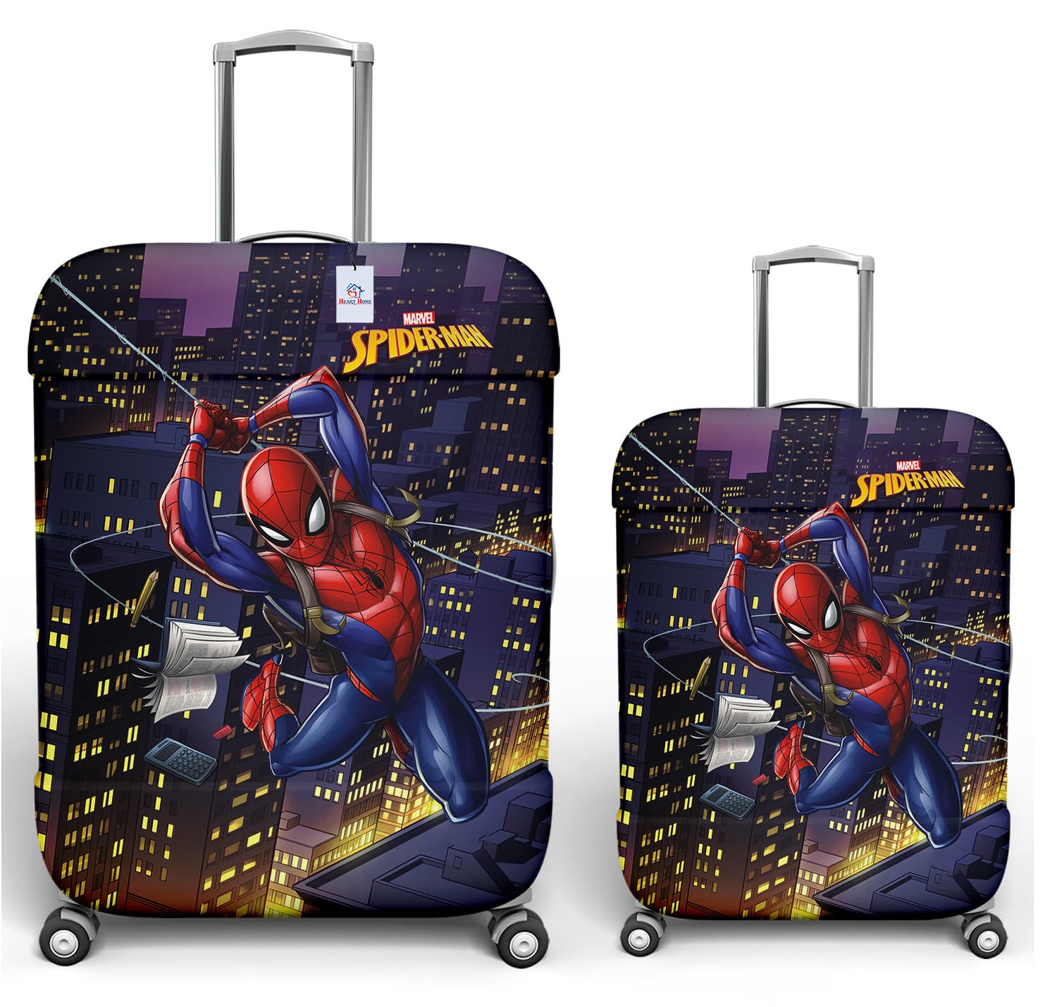 Marvel Spiderman Luggage Cover | Polyester Travel Suitcase Cover | Washable | Stretchable Suitcase Cover | 18-22 Inch-Small | 26-30 Inch-Large | Pack of 2 | Multicolor