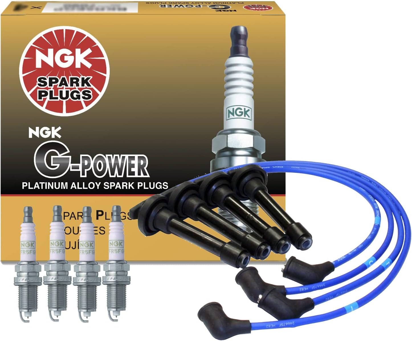 NGK Wire & 4 G-Power Platinum Spark Plugs Kit For Acura Integra Honda CR-V