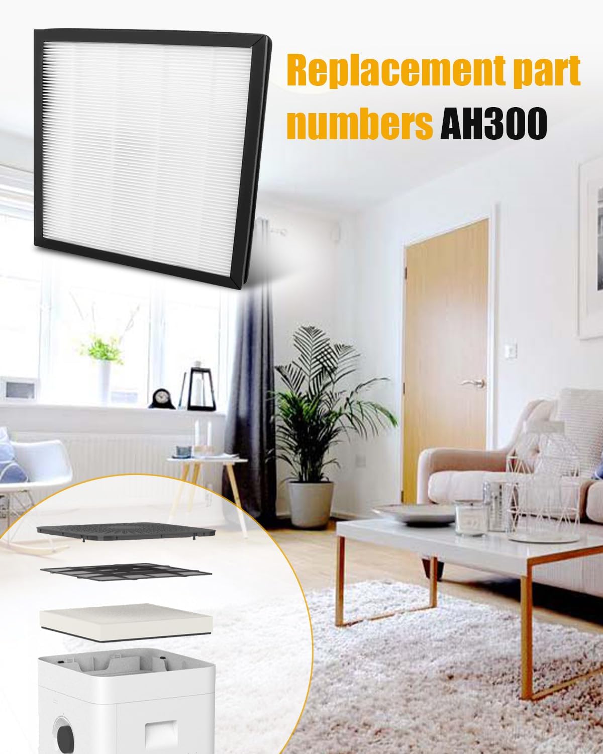 2 PCS AH300 HEPA Air Filter Fit for BONECO H300 H400, True HEPA Air Filter H13 Level