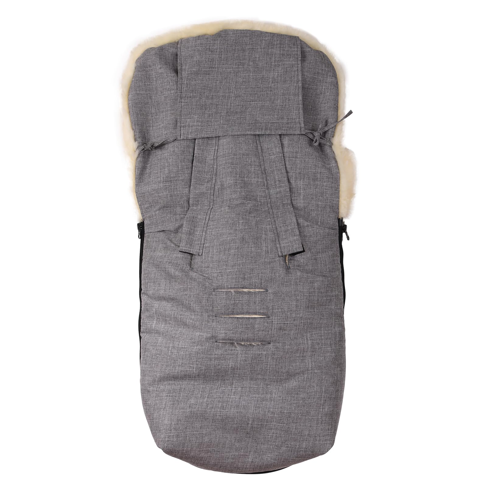 Saco de piel de cordero para cochecito de bebé, saco de piel de cordero, resistente al viento y al agua, universal, 90 x 50 cm (gris claro)