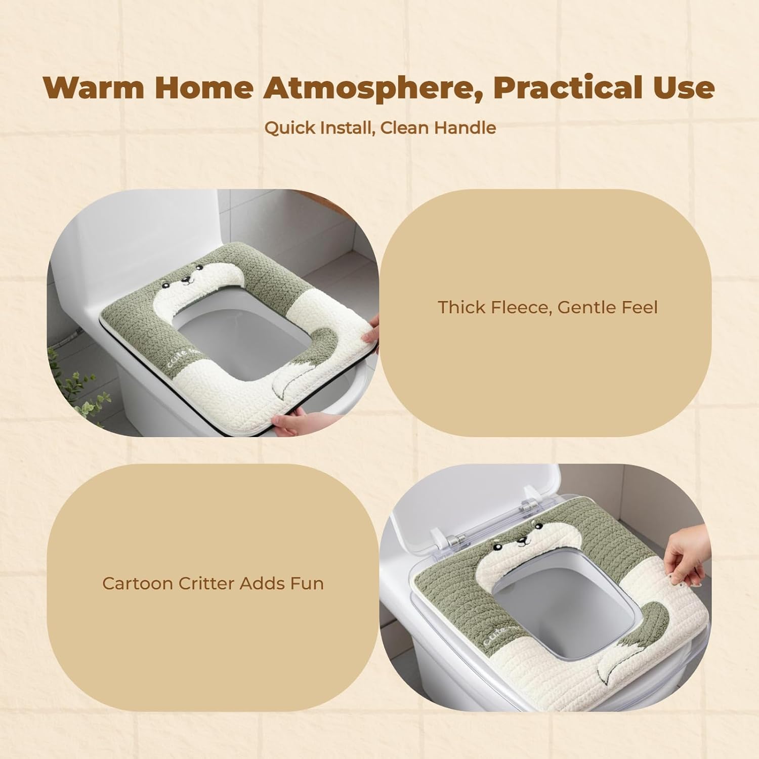 Thick Toilet Seat Cover, Non-Slip, Universal Fit, Washable & Water-Resistant, Soft Padded Cushion- Blue