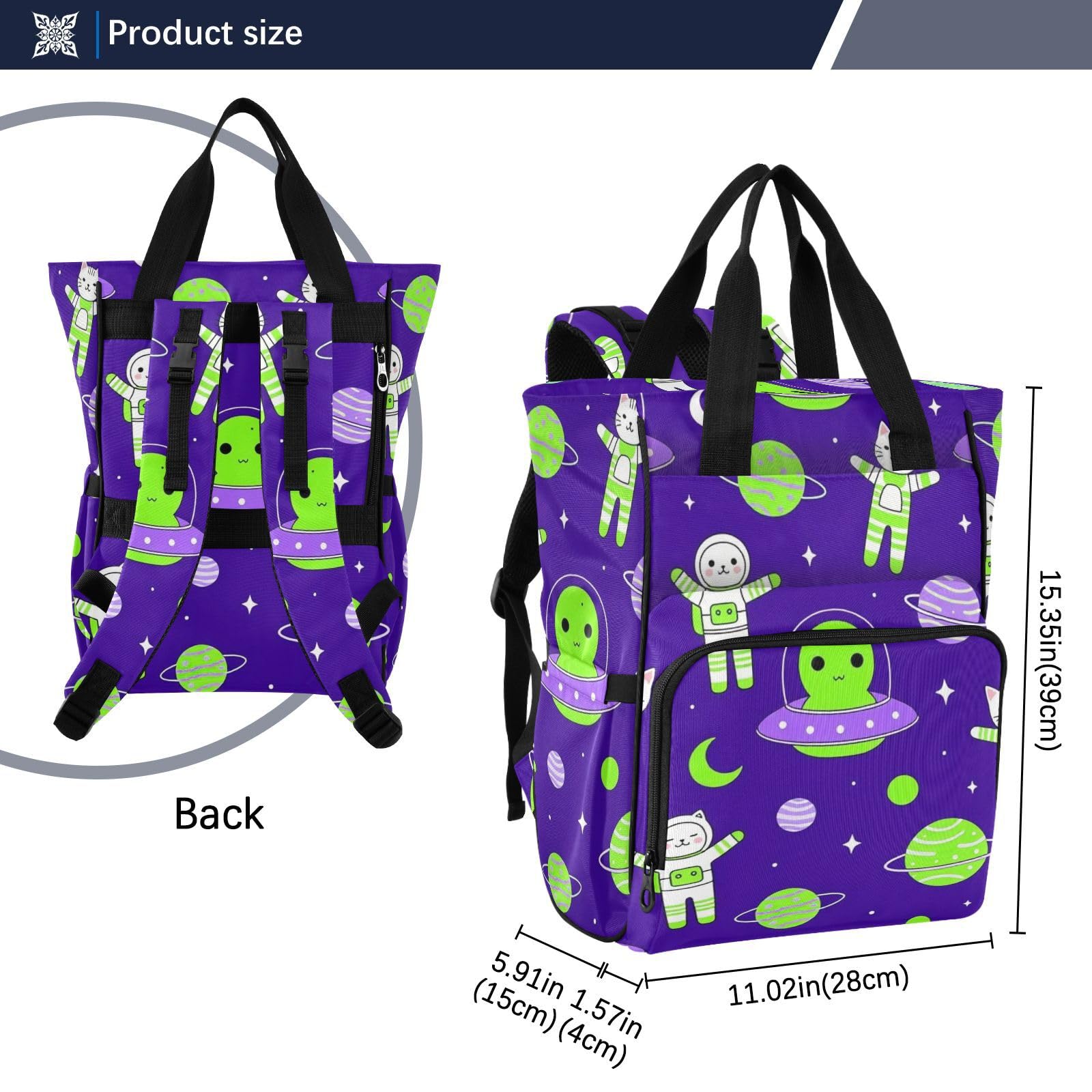 Zaino per pannolini Space Aliens and Astronauts Viola