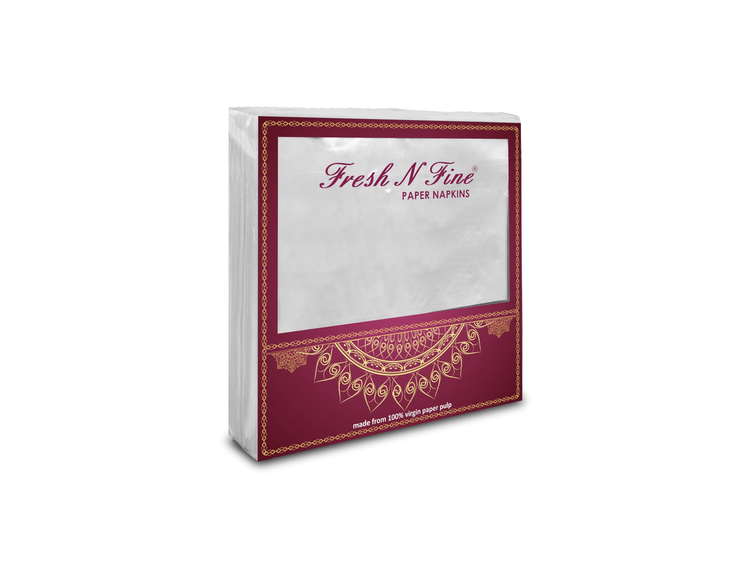 fresh n fine paper napkin - 2 ply, 300 pulls - soft and highly absorbent | napkin for dining table 40cm x 40cm pack of 6 (50 pulls per pack)