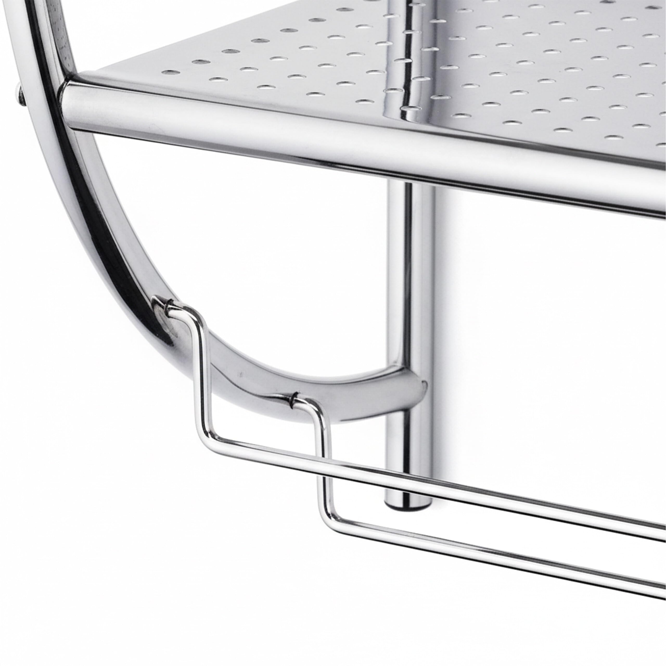 Relaxdays Badregal, Wandregal mit 2 Ablagen, 2 Handtuchstangen, HBT 54,5 x 44,5 x 25,5 cm, Badezimmer, Edelstahl, Silber