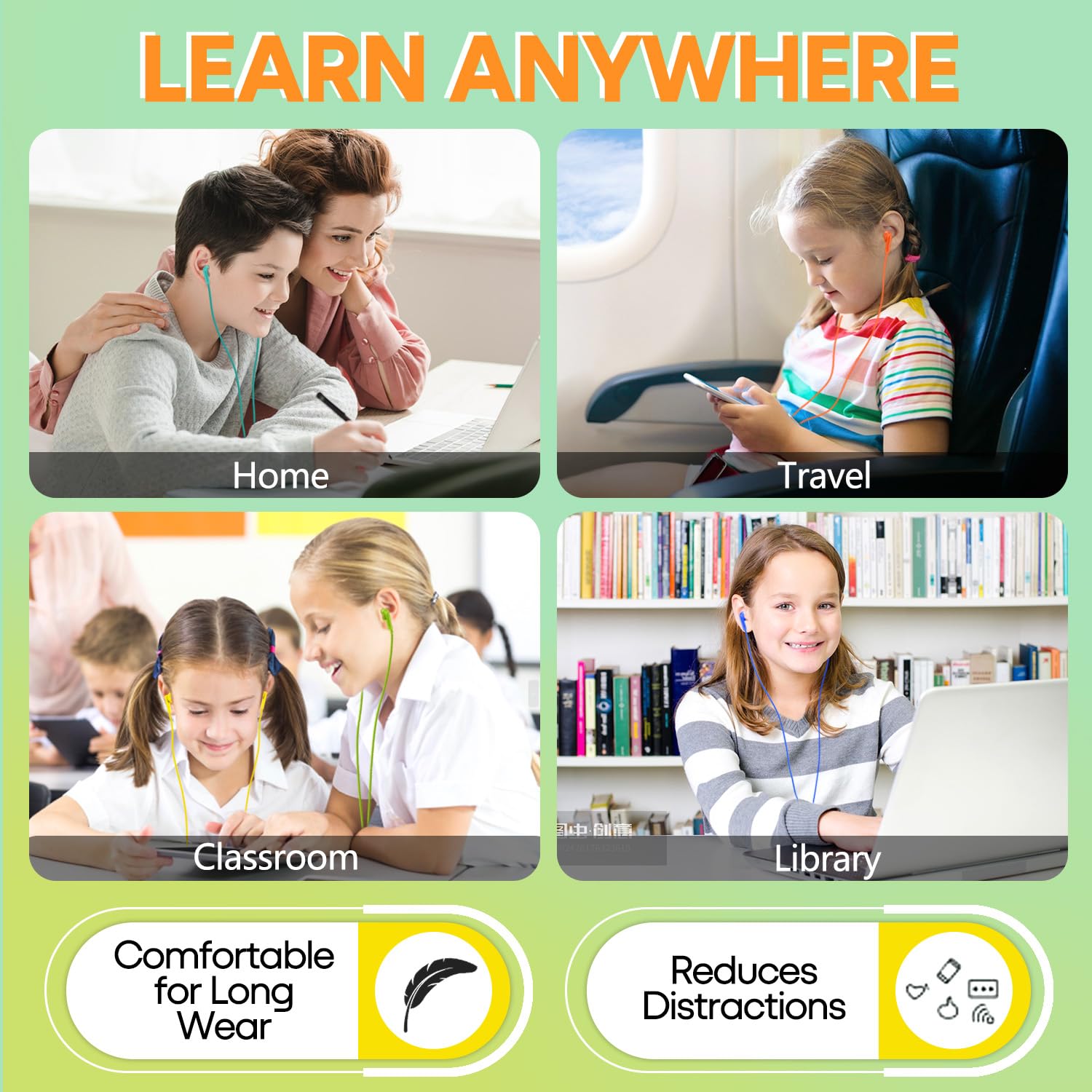 Confezione da 100 auricolari usa e getta per scuola, scuola, studenti, bambini, regali e adulti (colori misti)