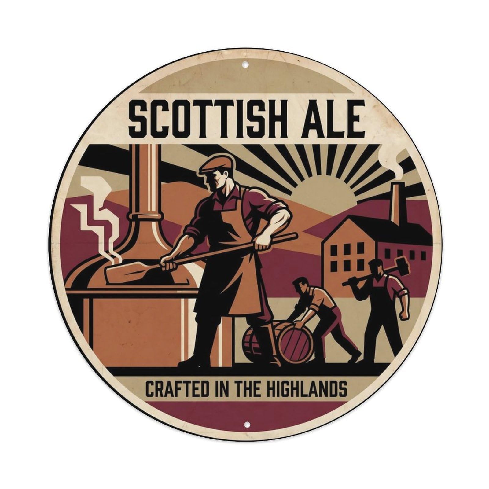 Scottish Ale Vintage Malt Cellar Brew Copper Kettle Metal Tin Sign