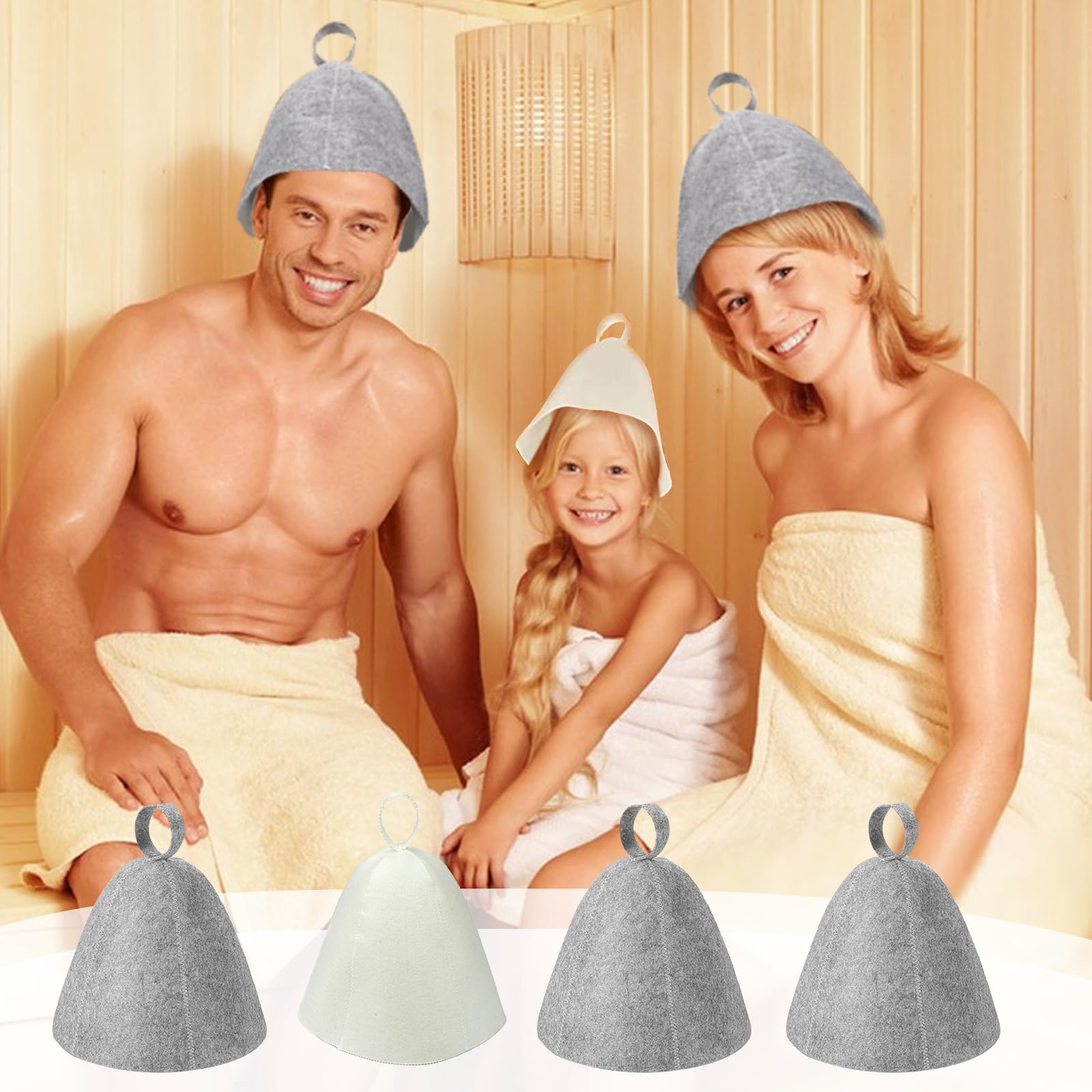 Lot de 4 chapeaux de sauna en feutre
