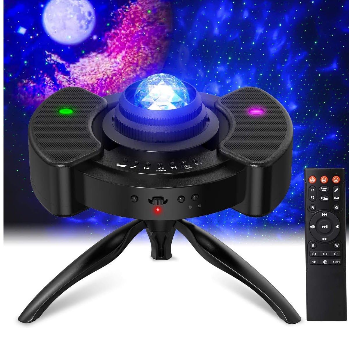 Auslese® Galaxy Night Light Star Projector with 360 °Rotatable 22 Colorful Modes Voice Sensor Brightness Adjustment Music Stereo Speaker Starry Moon Lamp-image-9