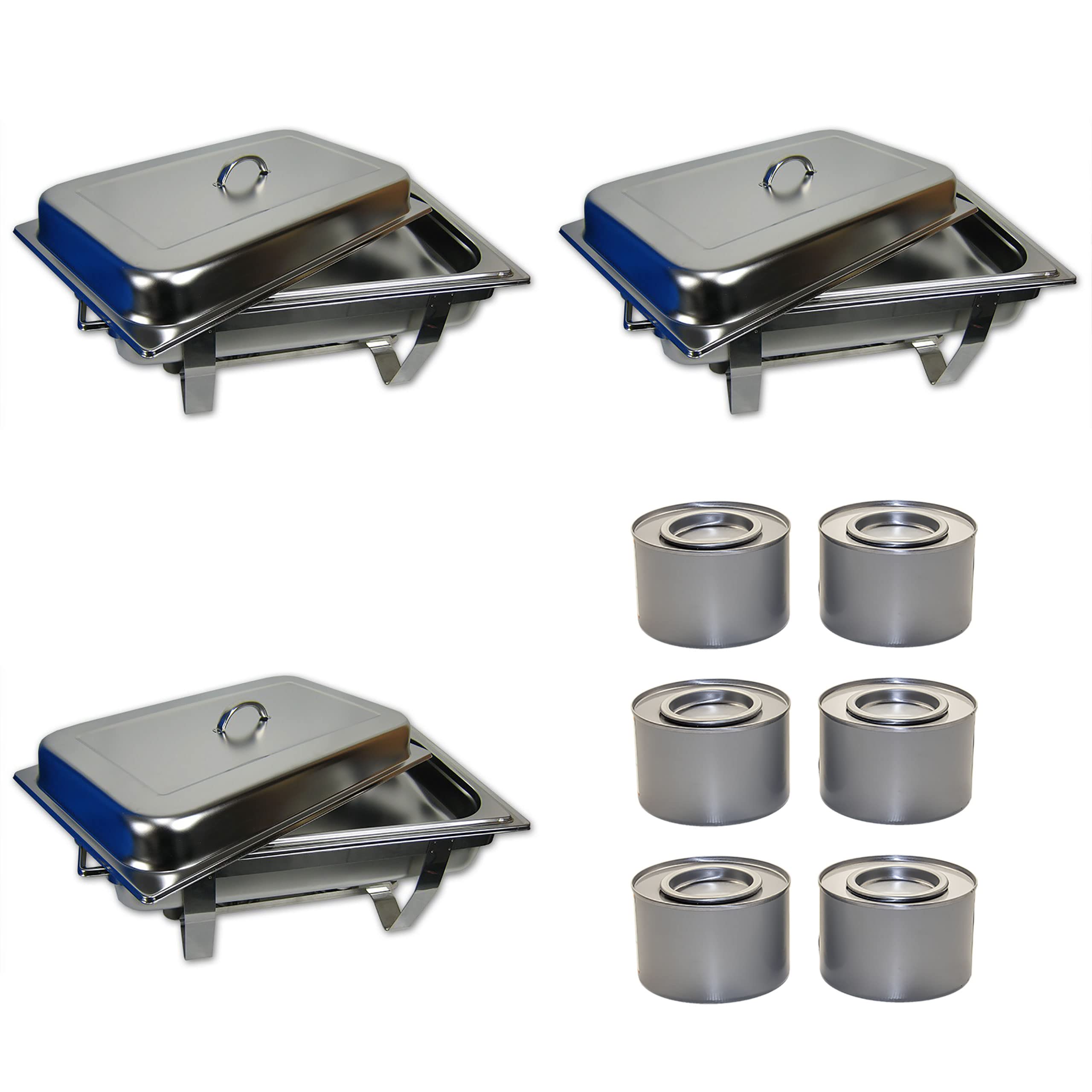 Chafing Dish Speisenwärmer Warmhaltebehälter Edelstahl 3er GN-Behälter Profi Set