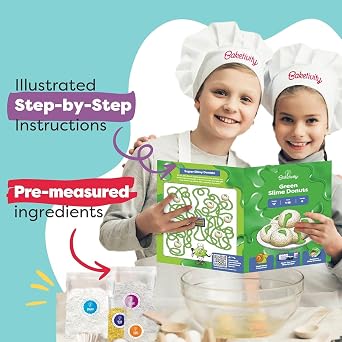 Baketivity Green Donut Kids Baking Kit | Edible Kit for Girls & Boys Ages 6-12 | Baking Set with Pre-Measured Ingredients & Donut Mold