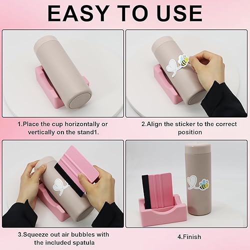 Miniatura 4 de Cuna de silicona para tazas con ranura incorporada, soporte antideslizante para vasos con escobilla de fieltro, uso para aplicar calcomanías UV DTF,