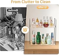 Vista 6 de Organizador de Encimera de Baño, Bandeja Acrílica de 2 Niveles Estante Organizador de Tocador para Cuidado de la Piel, Soporte de Almacenamiento