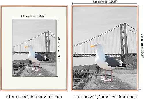 Vista 138 de Frametory - Colección de marcos de metal para fotos, marco de aluminio para fotos con alfombrilla de color marfil y cristal real Dorado
