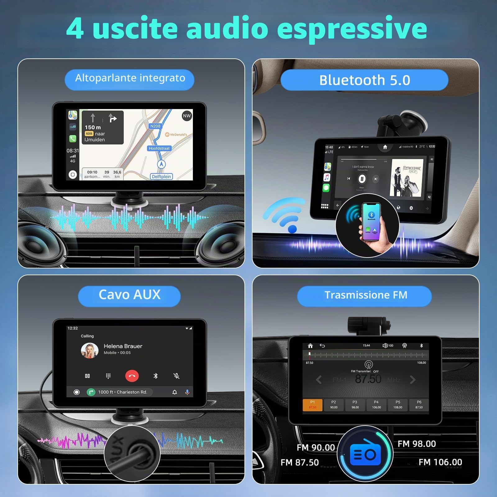 Schermo automatico di Android dello schermo del gioco dell'automobile di Apple a 7 pollici, Tablet dell'automobile con Bluetooth/FM/AUX, supporto Mirror Link/Voice Control/navigazione GPS