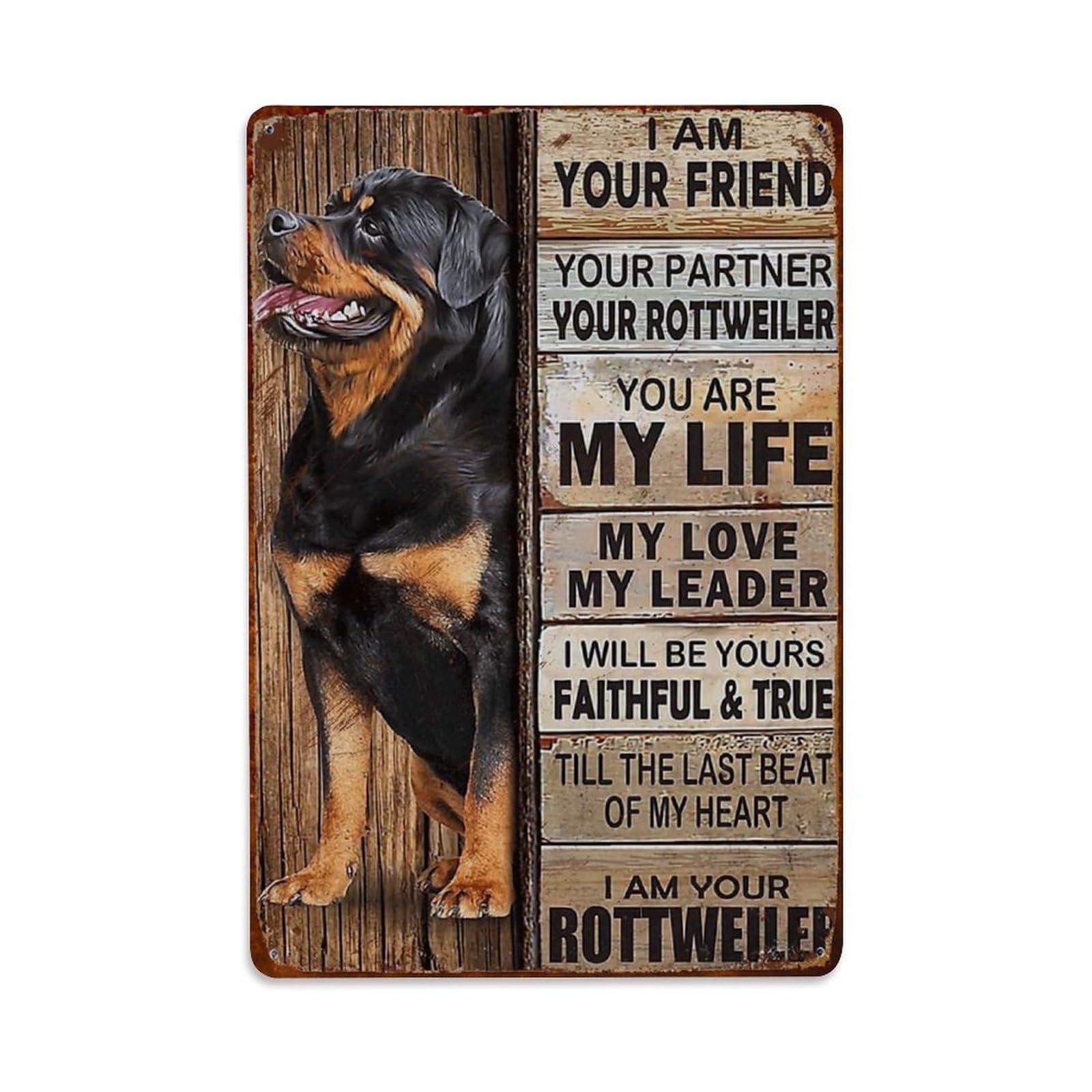 Rkundrne Vintage I Am Your Friend Gift For Rottweiler Lovers Metal Tin Sign Garden Bedroom Cafe Bar Man Cave Home Wall Decor Metal Poster 8X12 In