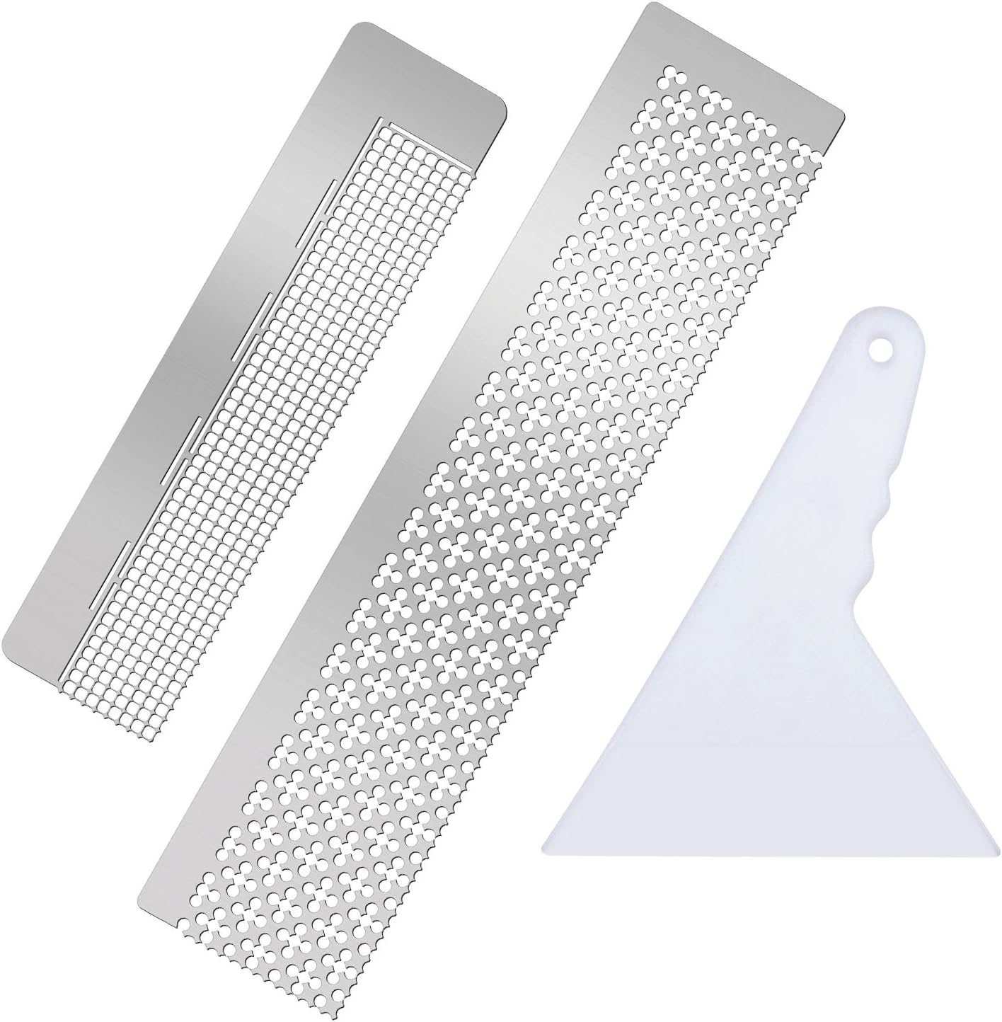 2 Pieces Diamond Painting Ruler and 1 Diamond Painting Fix Tools, DIY Drawing Stainless Steel Ruler with 699 Blank Grids and 400 Blank Grids for Round Drill for Diamond Painting Accessories