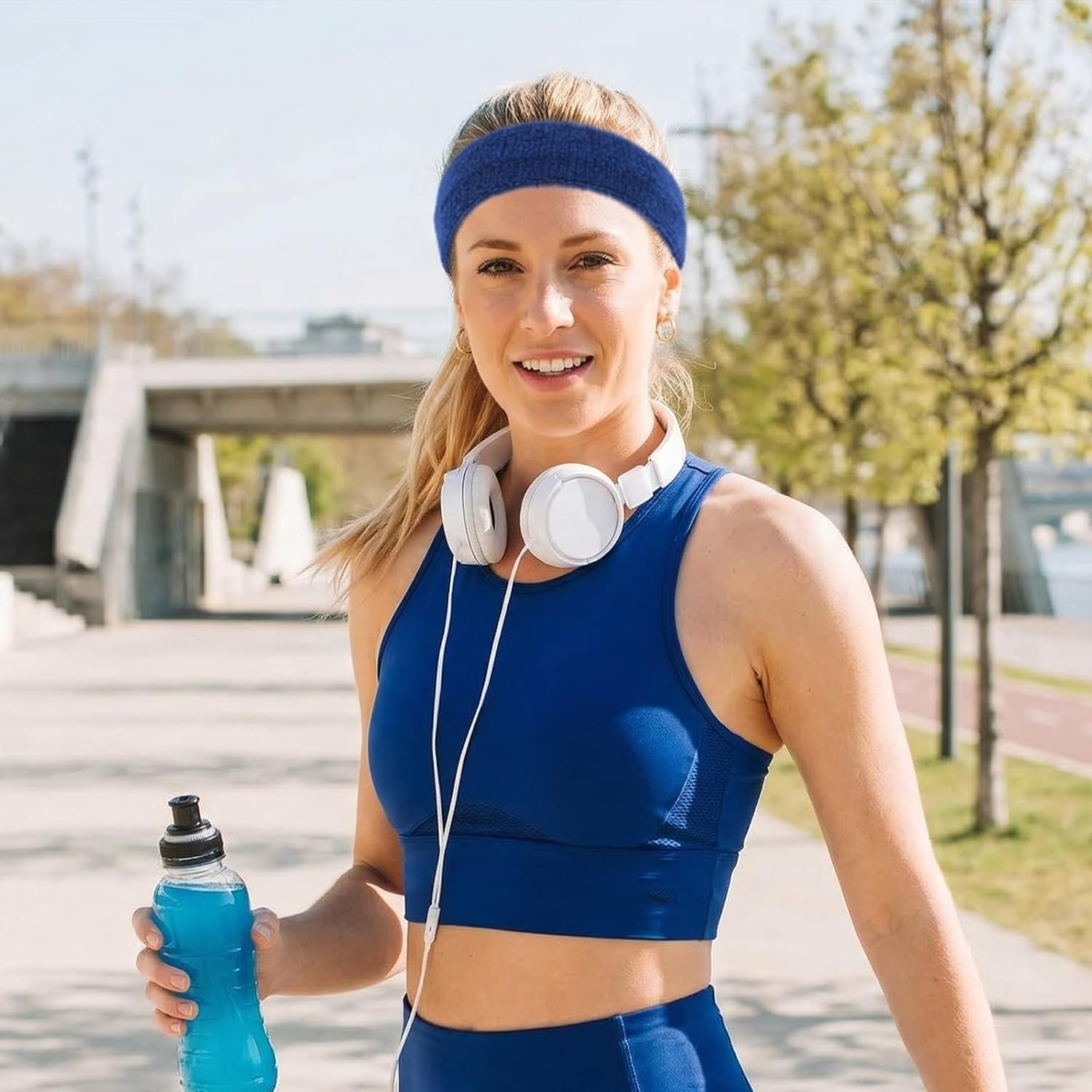 5 Pack Sport Sweat Headbands for Men Women, Elastic Sweatbands Sports Hair Band for Running Basketball Football Exercise Gym Outdoor Activities (Colorful)