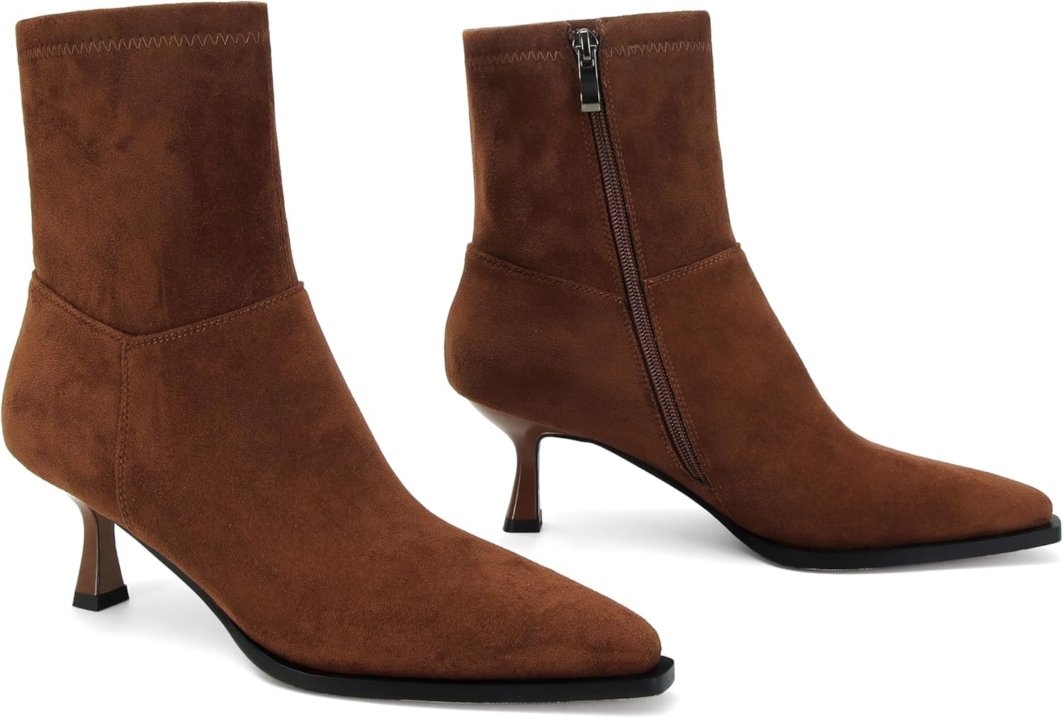 SOVANYOU Women's Dressy Ankle Boots Pointed Toe Kitten Heel Booties with Side Zipper Stylish Comfortable Black Short Boots - Image 4