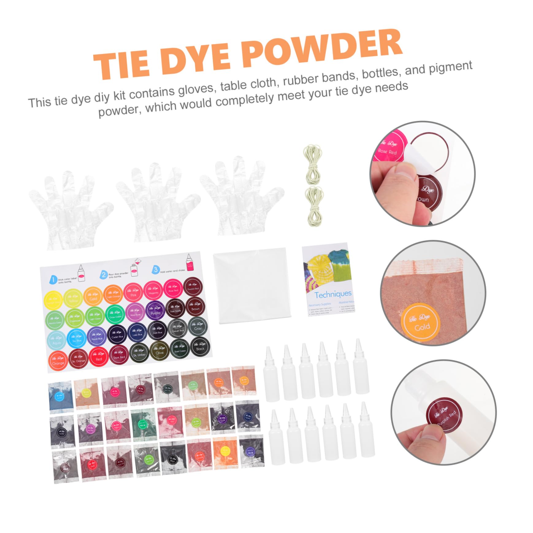 Housoutil Kit Tie Dye in Polvere 24 Colori per Cravatte e Magliette Coloranti per Tessuti per Adulti e Ragazzo Ragazza