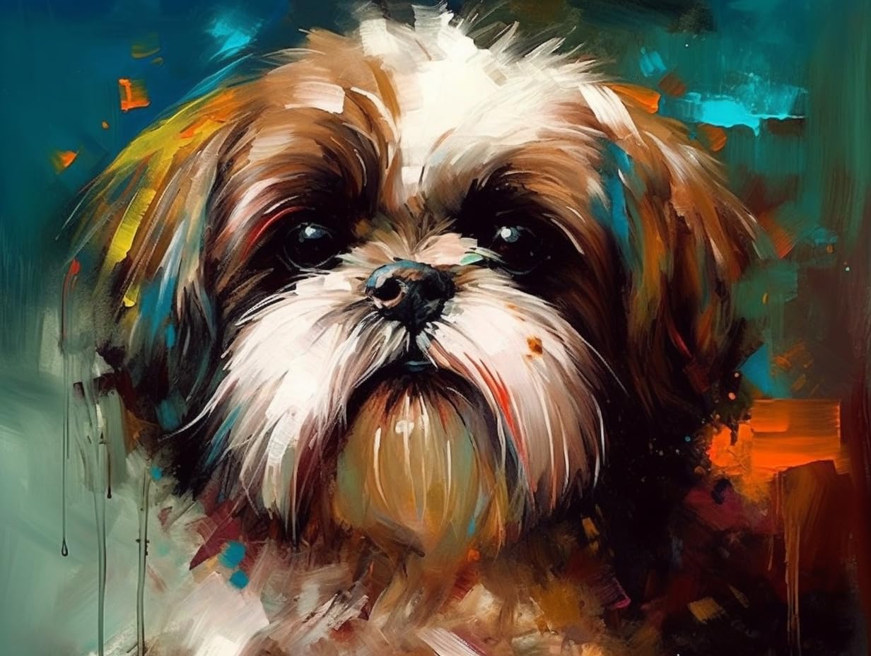 5D DIY Diamond Painting Shih Tzu Dog Pattern Cross Stitch Square Diamond Mosaic Animal Pet Embroidery Black And White Wall Decor 5d3323834c901a490f6338c2