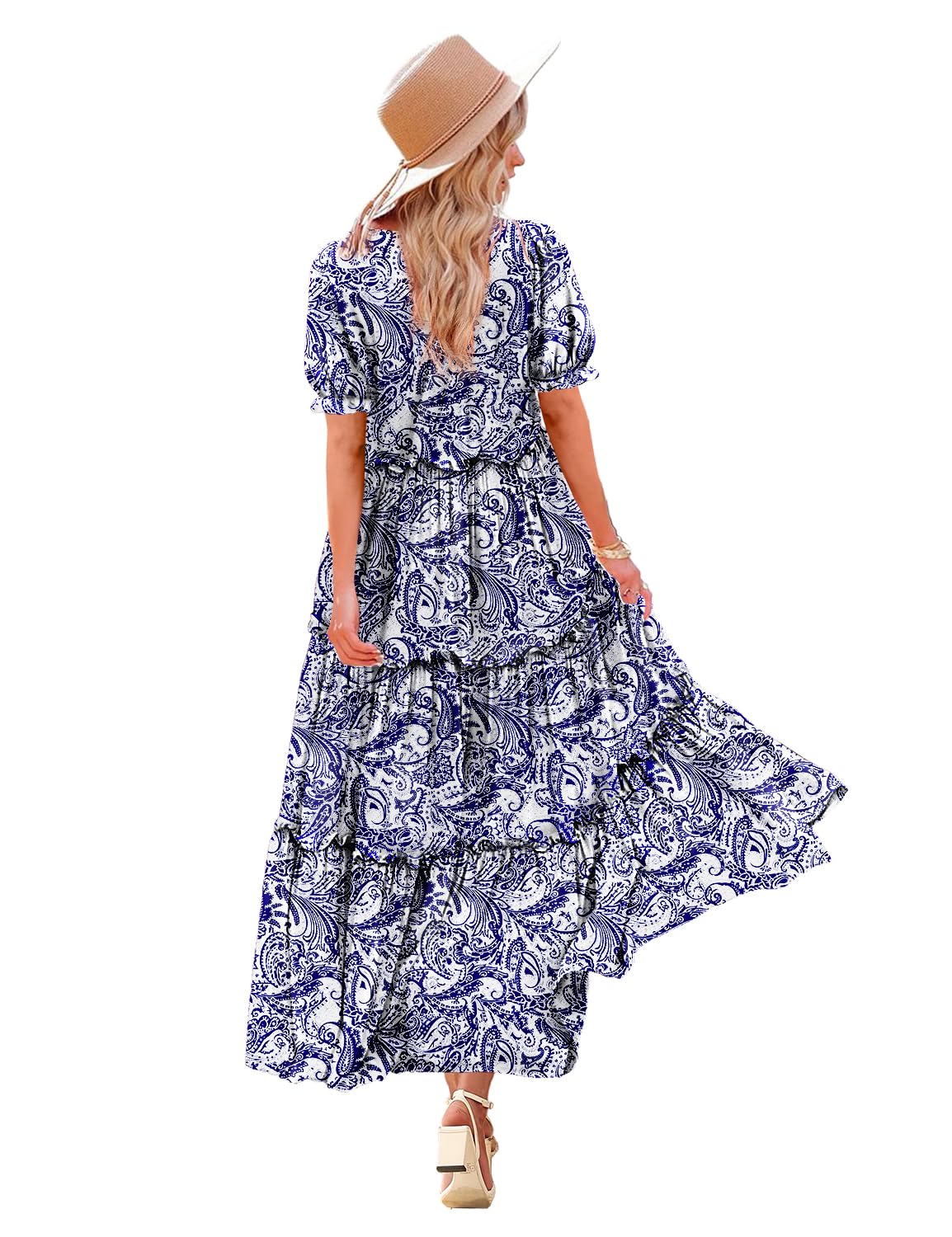 YESNO Sommerkleid für Damen, lässig, kurzärmelig, Blumenmust