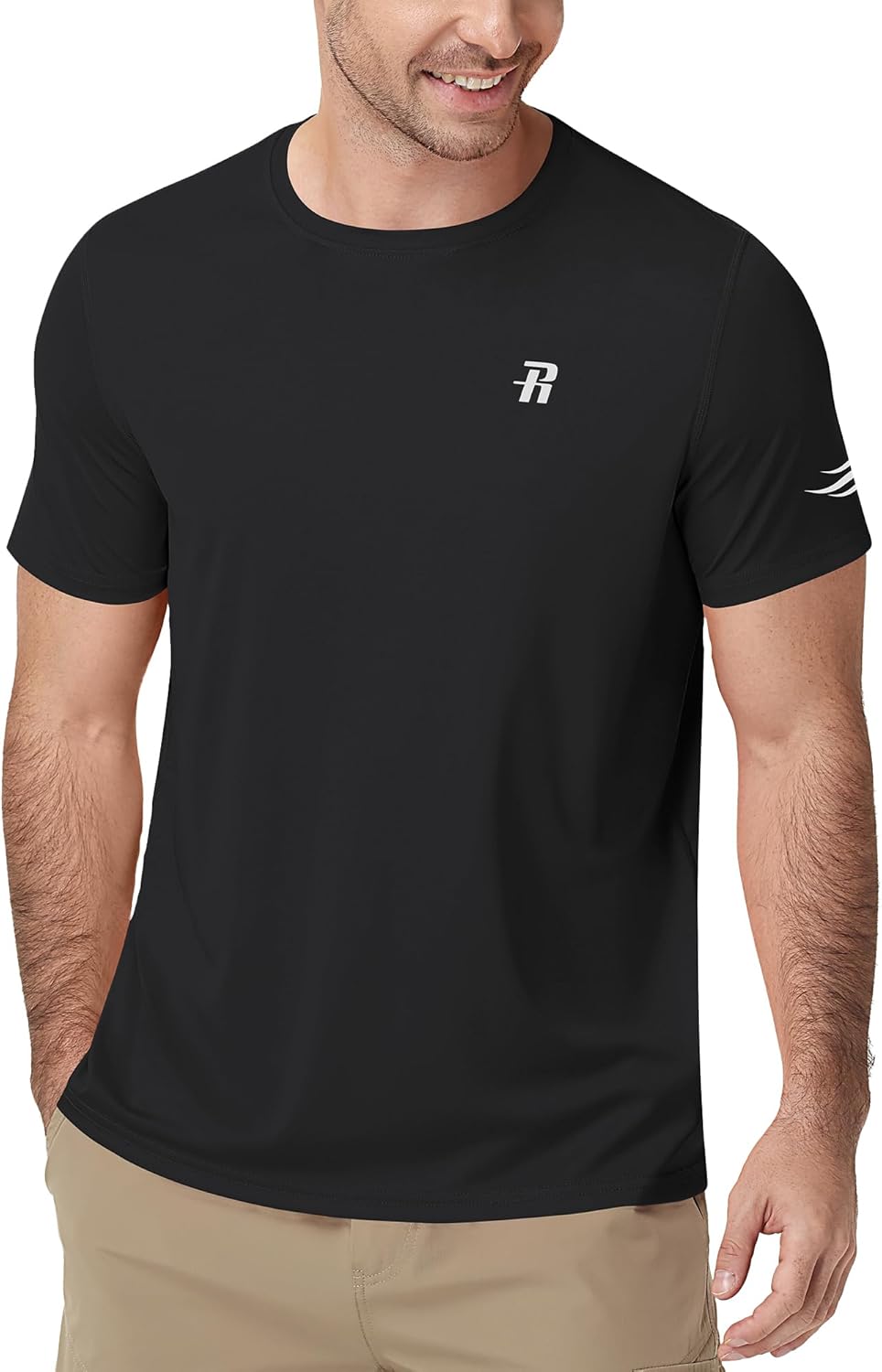 Runhit Mens Swim Shirt UPF 50+, Short Sleeve Rash Guard for Men, UV SPF Sun Protection Quick Dry Water Beach T-Shirt