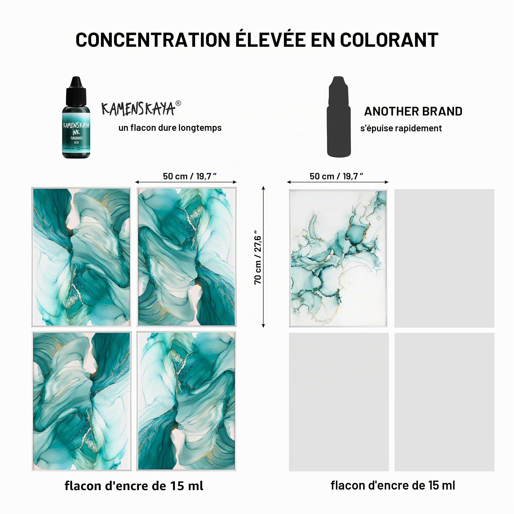 KAMENSKAYA Lot de 50 mini encres à l'alcool de 5 ml chacune