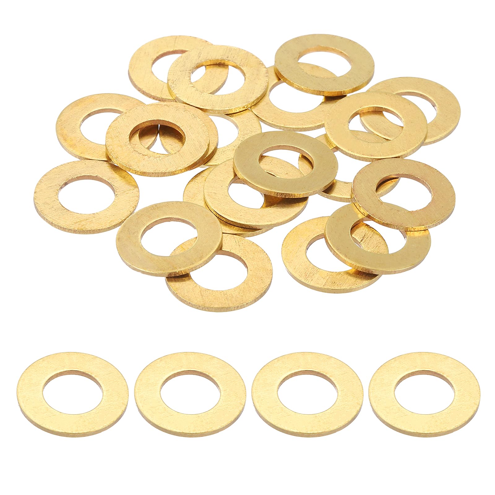 PATIKIL M8 Flat Washers, (16mm OD 1.2mm Thickness, Golden) (32 Pcs), Brass Metric Sealing Gasket Ring Crush Washer Spacers for Faucets/Garden/Bolts/Screws/Hose Pipe