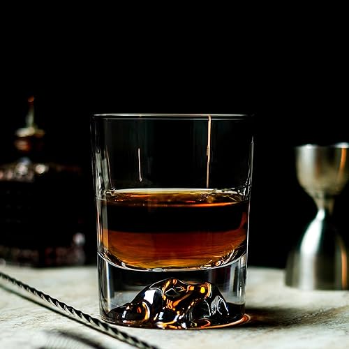 Miniatura 3 de Amehla "Foundation Crystal Rocks - Vasos de whisky de 10 onzas con base pesada montañas, vaso de whisky de montaña para bourbon - Elegante vaso de