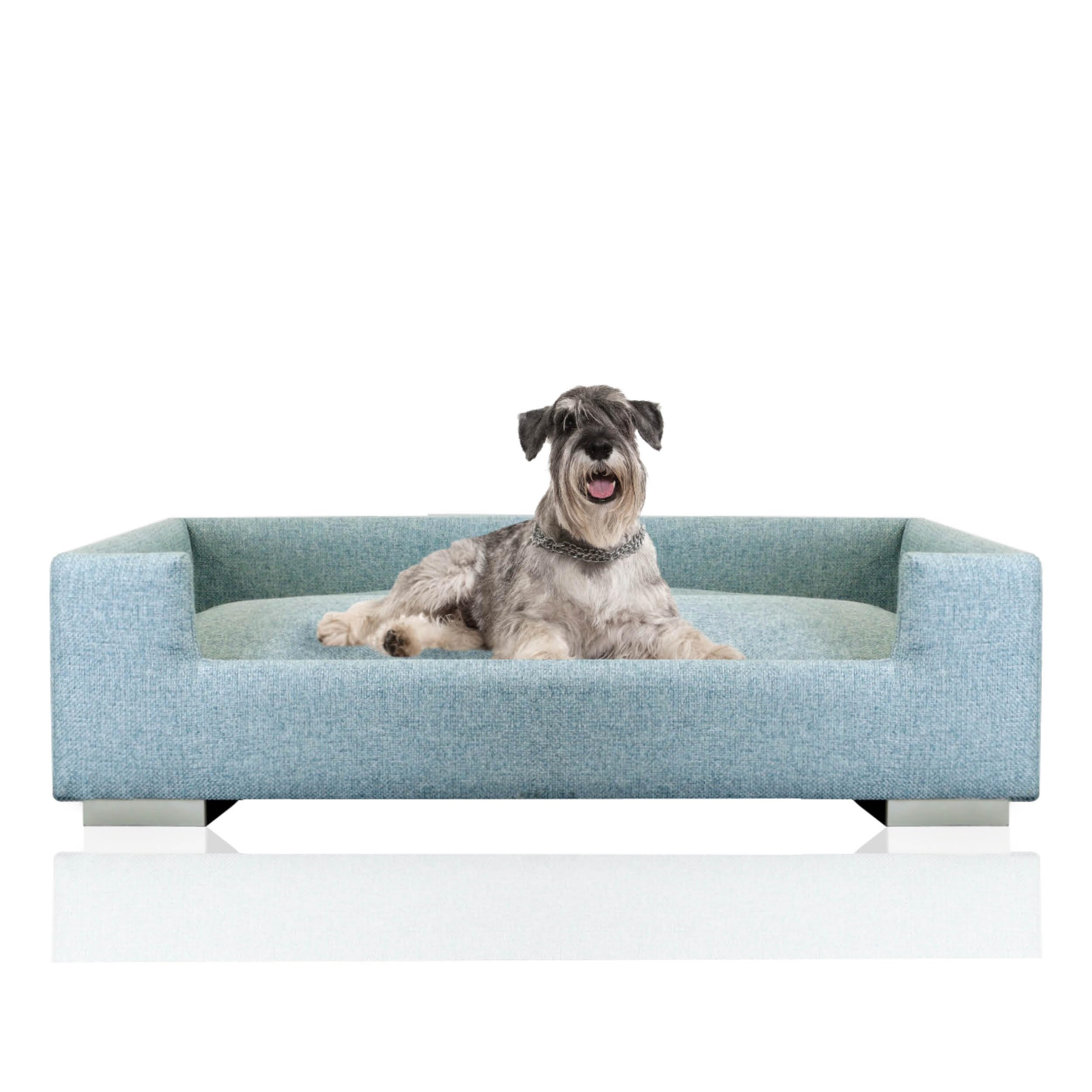 Rohrschneider Sofá para perros, cama para perros medianos y grandes, lavable, tejido acolchado resistente, 100% poliéster, turquesa, 90 x 57 x 26 cm, incluye 2 cojines decorativos
