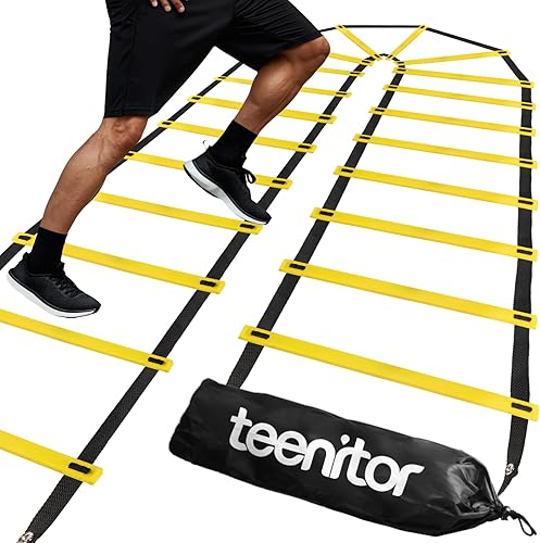 Teenitor Escalera de agilidad Escalera de velocidad para fútbol, velocidad, fútbol, fitness, entrenamiento de pies, bolsa de transporte, equipo de