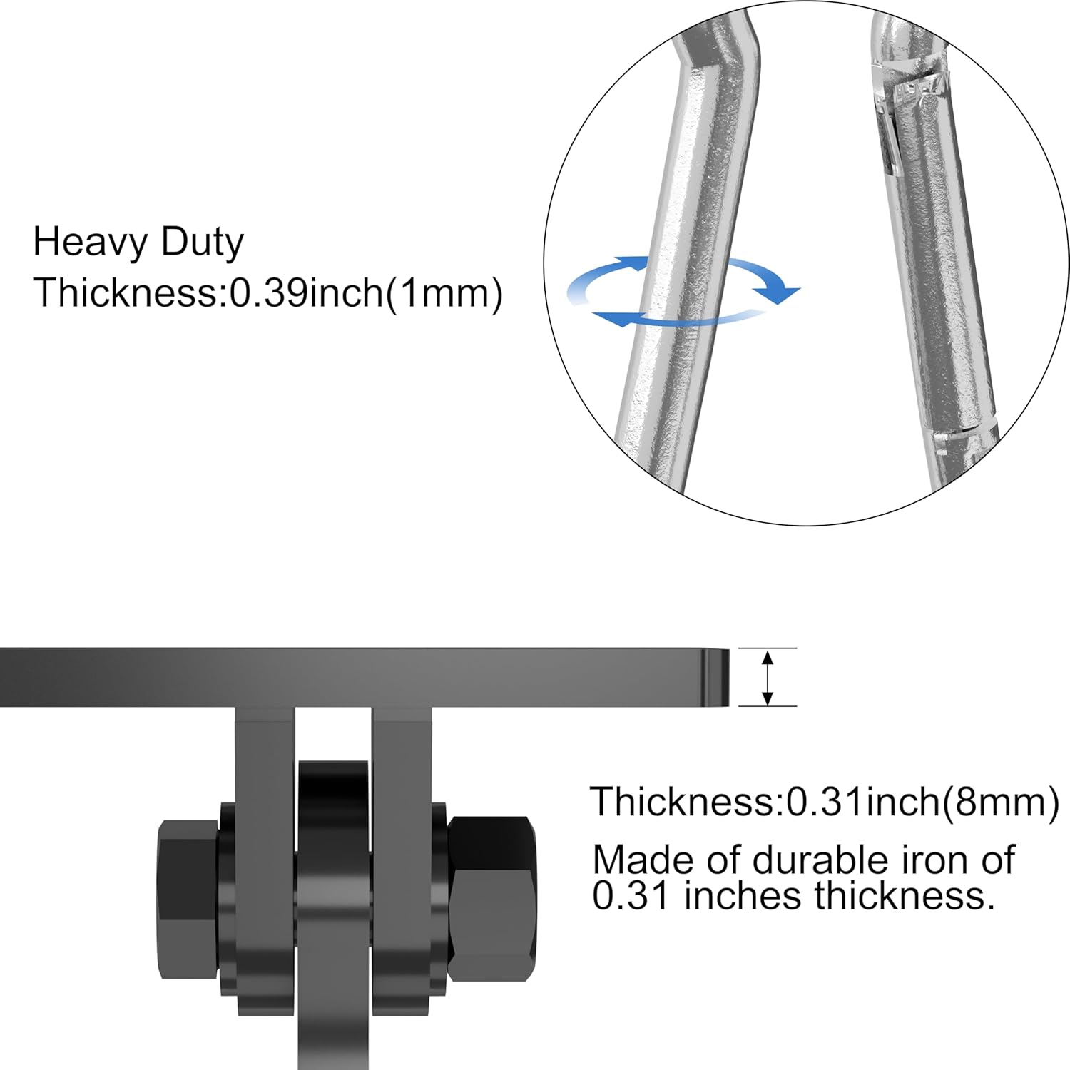 VivaZen Heavy Duty Swing Hangers 304 Stainless Steel（Plus），Over 5000 lb Capacity Includes Screws & Bolts - 2 Pack for Indoor/Outdoor Playground, Porch, Trapeze, Hammock Chairs & Swing Sets (2 Pack) - Image 3