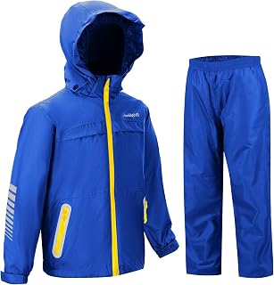 Kids Rain Suits Boys Girls Youth Rain Gear Waterproof Raincoat Jacket and Pants Breathable