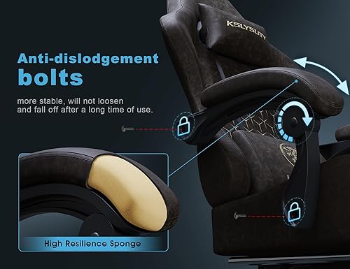 Miniatura 8 de Silla de juegos de cuero transpirable con cojín de resorte de bolsillo, silla de oficina ergonómica ancha y alta con reposacabezas, silla de juegos