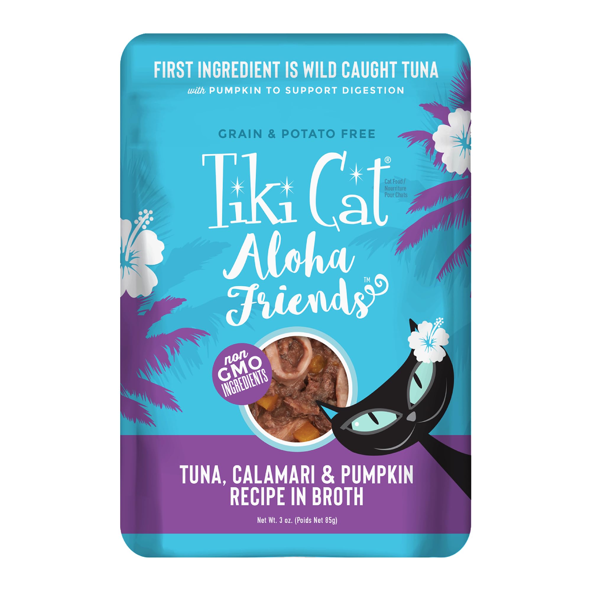 Tiki Cat Aloha Friends - 3 oz. Pouch 12 TR - Tuna Calamari Pumpkin, 1 Pack, One Size