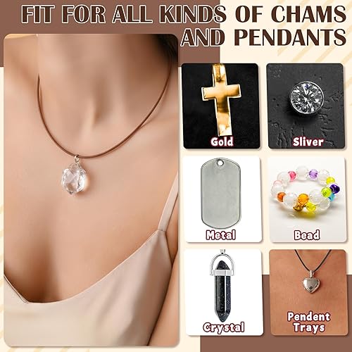 Miniatura 64 de Tudomro 100 piezas de collar de cuero encerado a granel con cierre, collar, pulsera, cadenas, cuerda para hacer joyas, colgantes